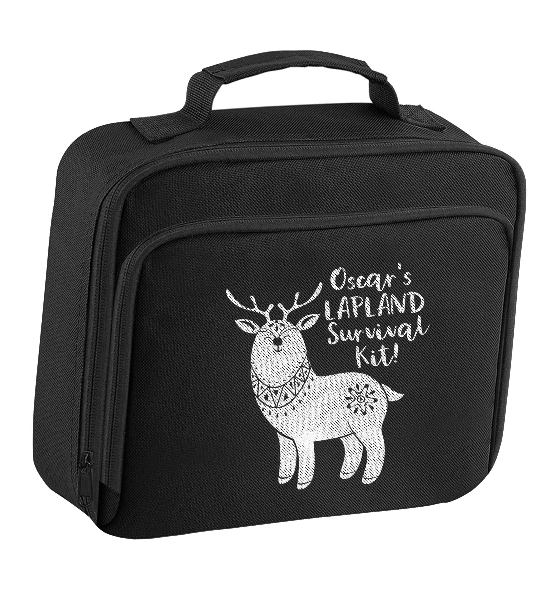Personalised Lapland Survival Kit insulated black lunch bag cooler