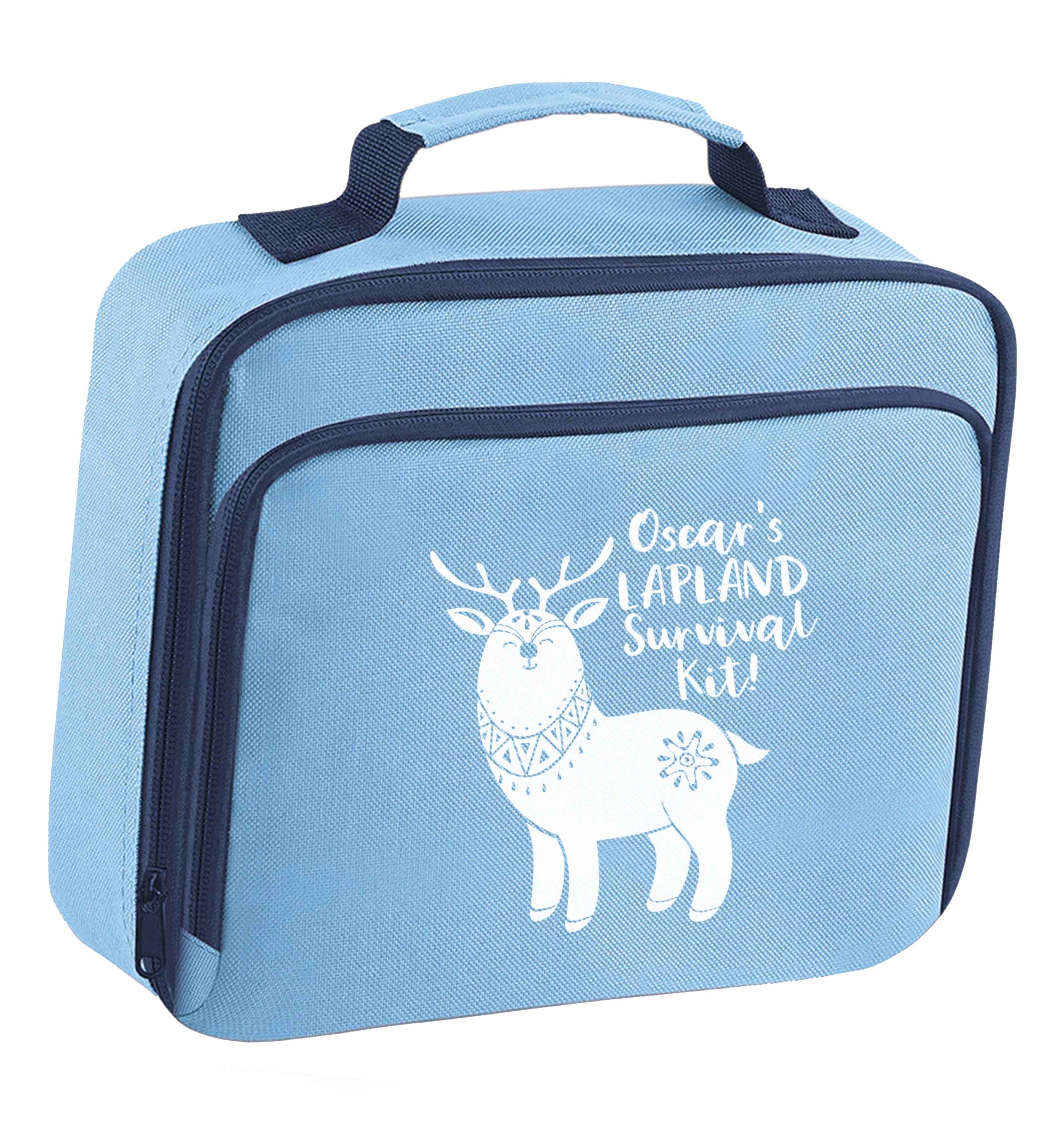 Personalised Lapland Survival Kit insulated blue lunch bag cooler