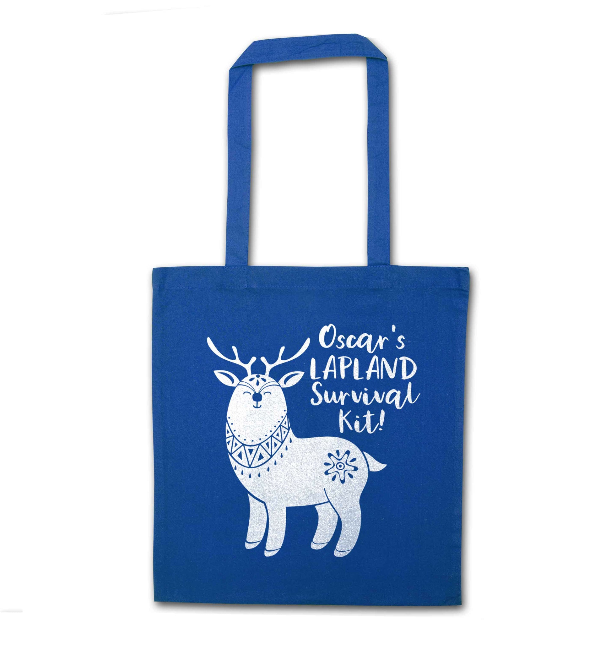 Personalised Lapland Survival Kit blue tote bag