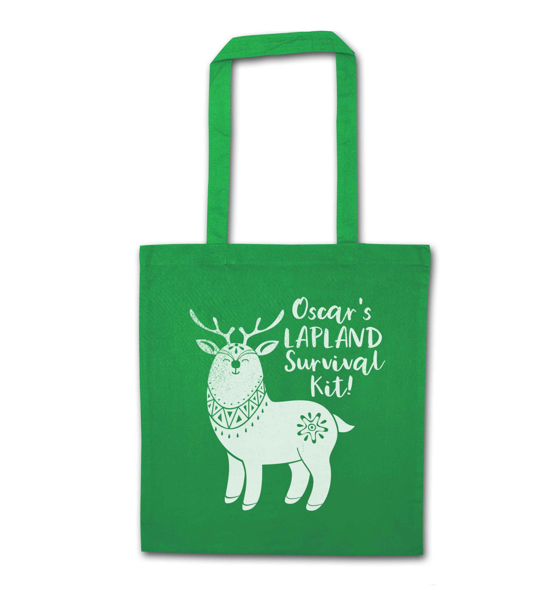 Personalised Lapland Survival Kit green tote bag