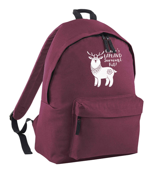 Personalised Lapland Survival Kit maroon children's backpack