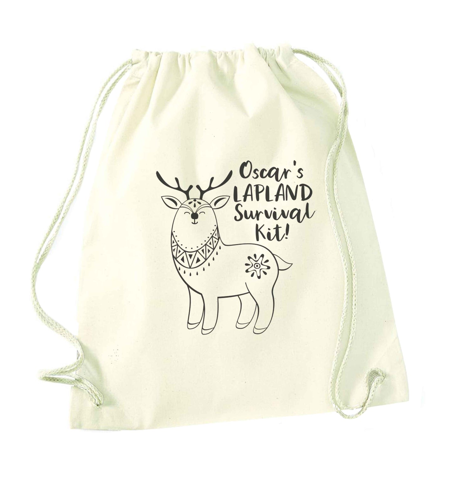 Personalised Lapland Survival Kit natural drawstring bag