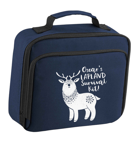 Personalised Lapland Survival Kit insulated navy lunch bag cooler