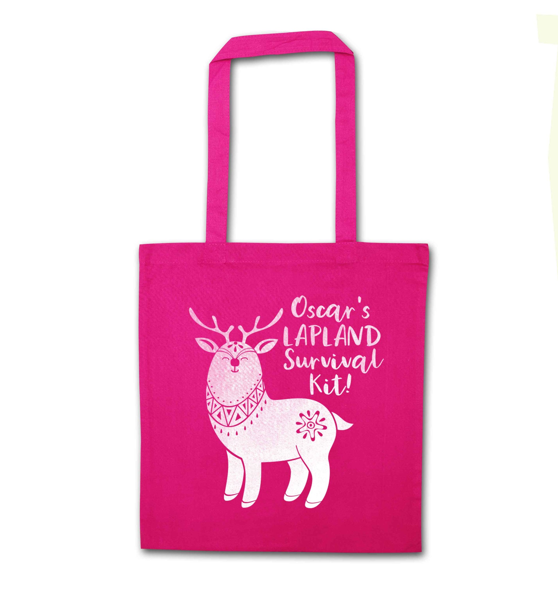 Personalised Lapland Survival Kit pink tote bag