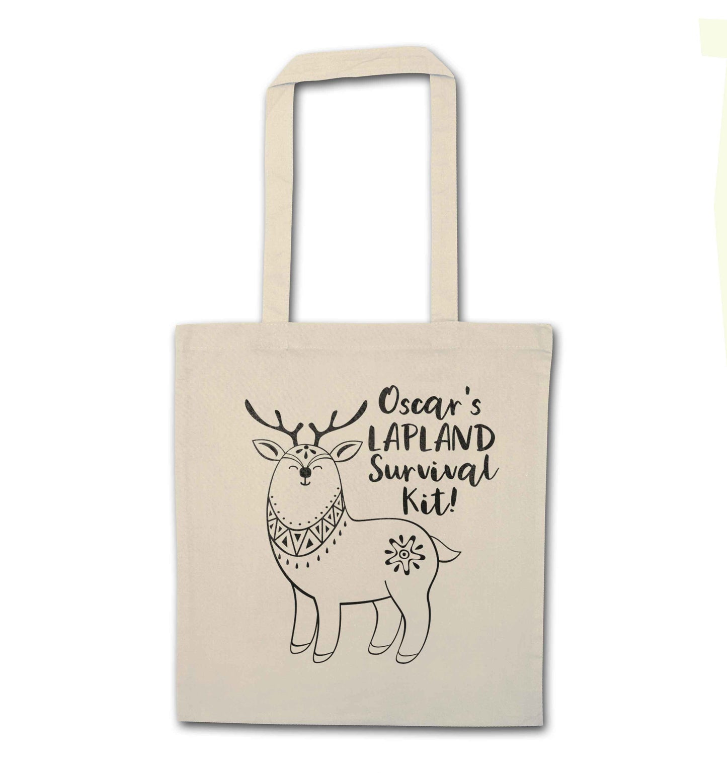 Personalised Lapland Survival Kit natural tote bag