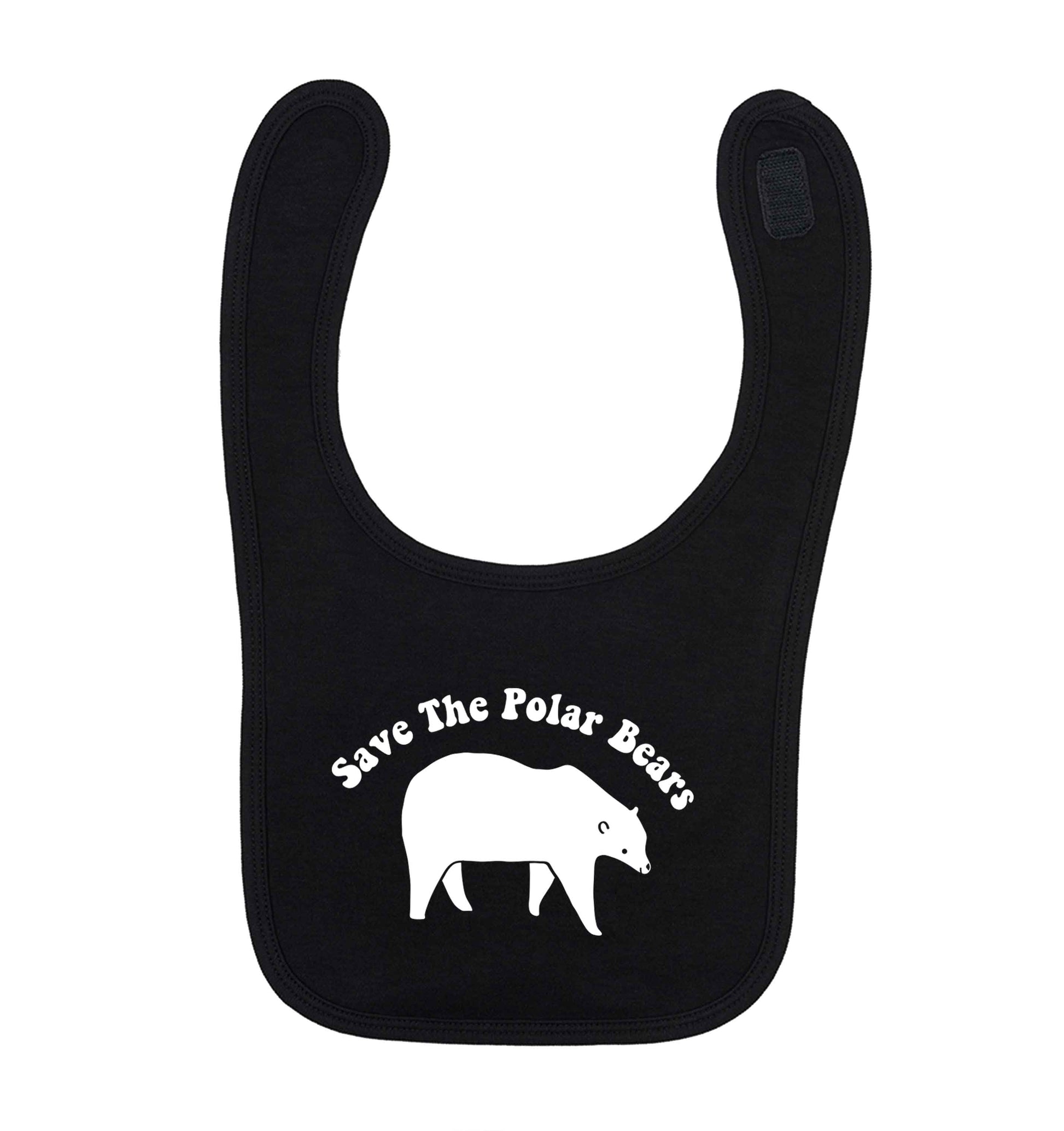 Save The Polar Bears black baby bib