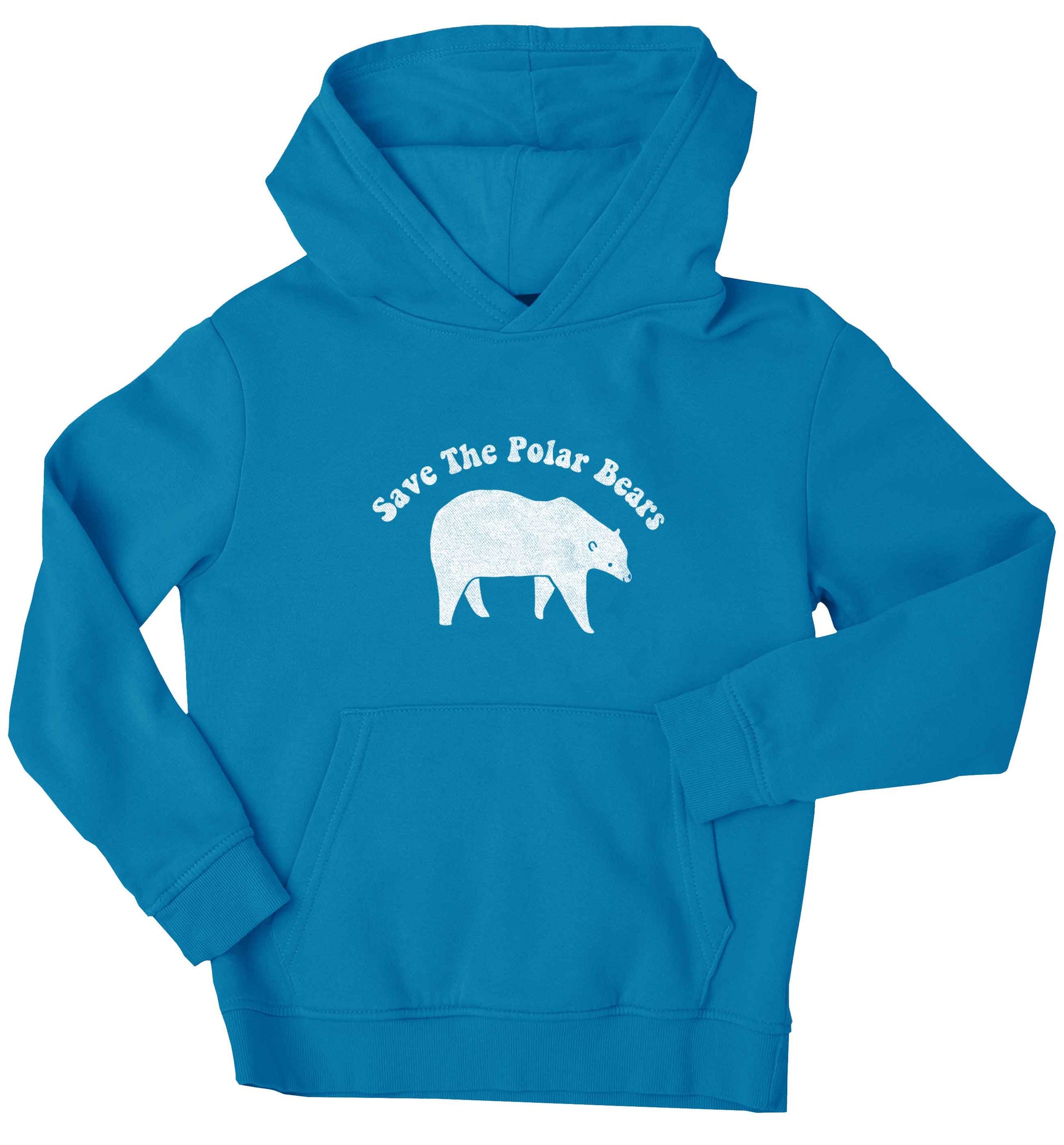 Save The Polar Bears children's blue hoodie 12-13 Years