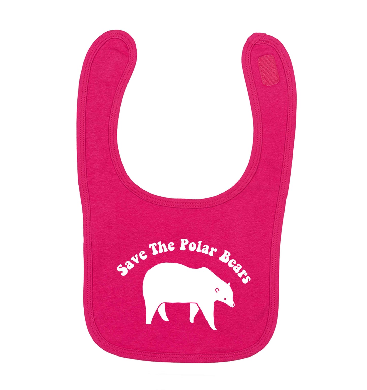 Save The Polar Bears dark pink baby bib