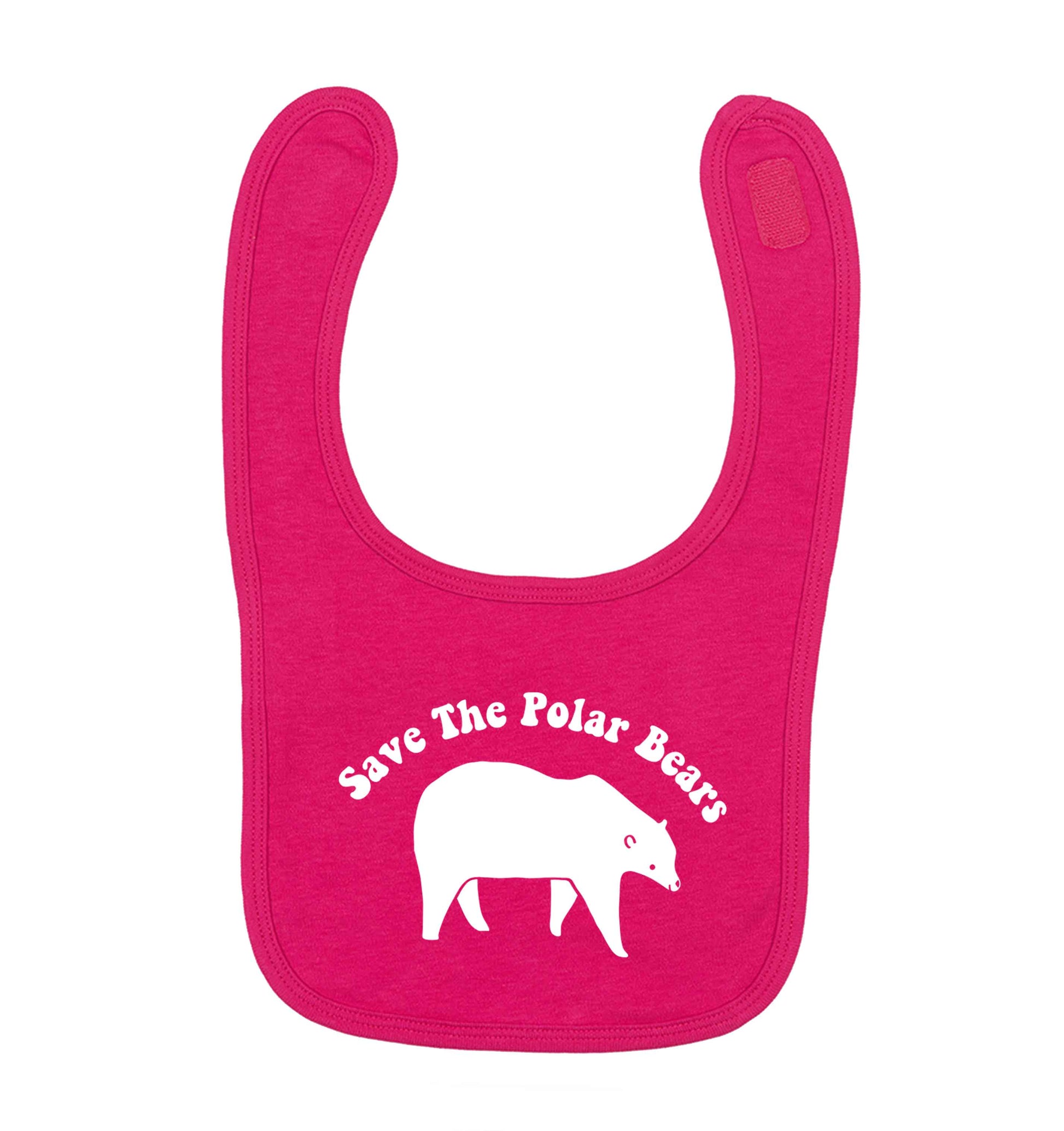 Save The Polar Bears dark pink baby bib