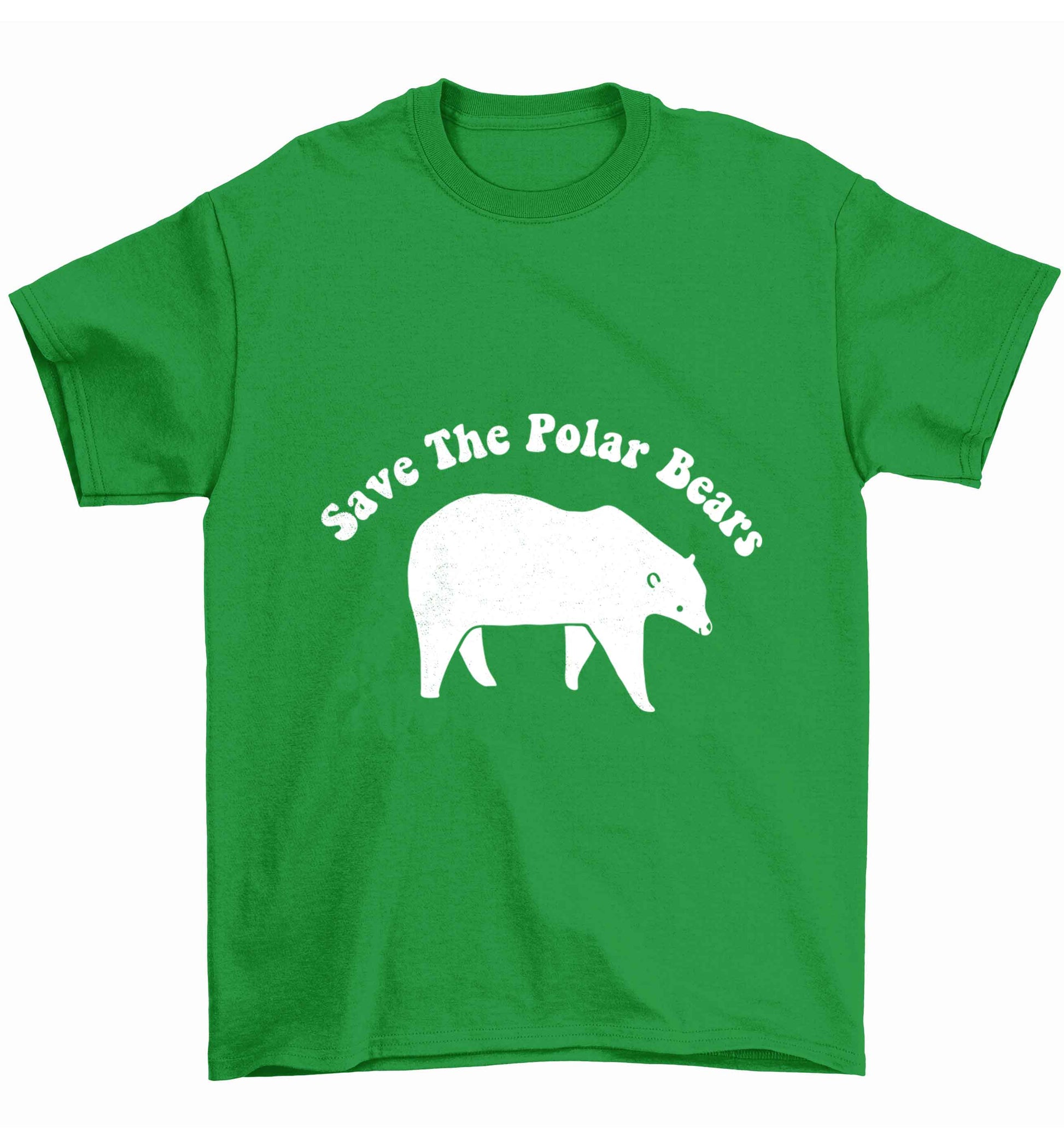 Save The Polar Bears Children's green Tshirt 12-13 Years