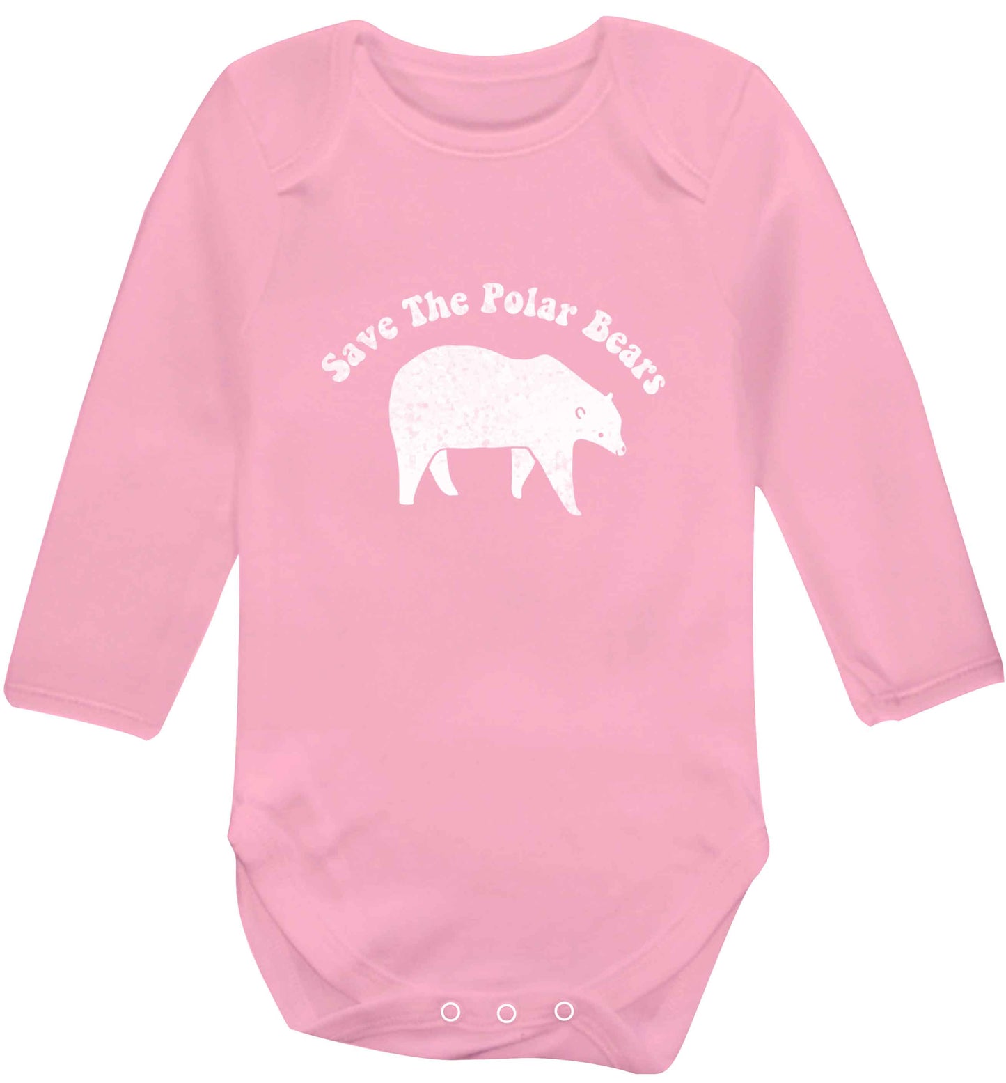 Save The Polar Bears baby vest long sleeved pale pink 6-12 months