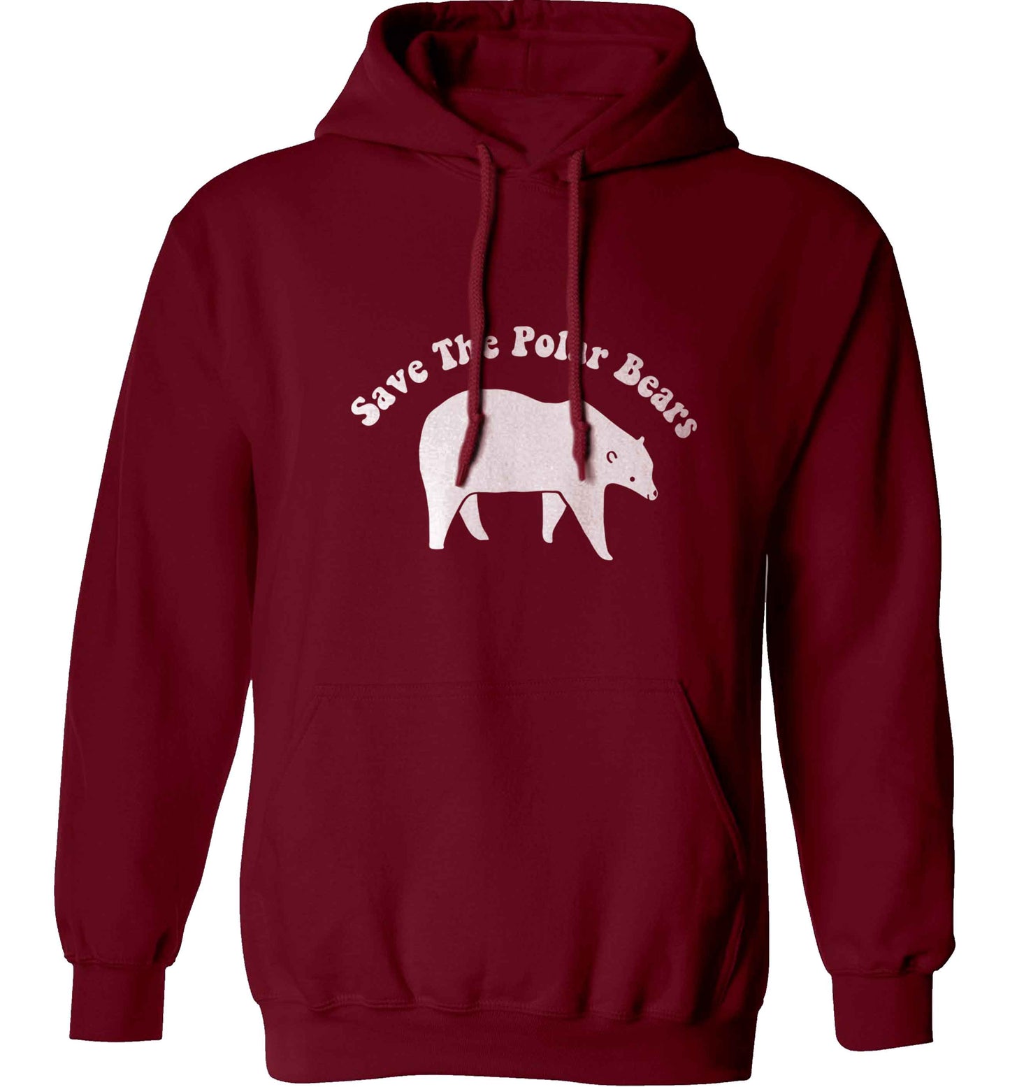 Save The Polar Bears adults unisex maroon hoodie 2XL