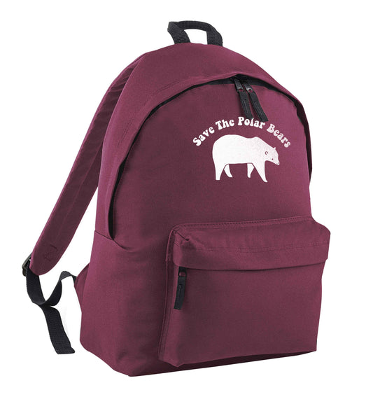Save The Polar Bears maroon children's backpack