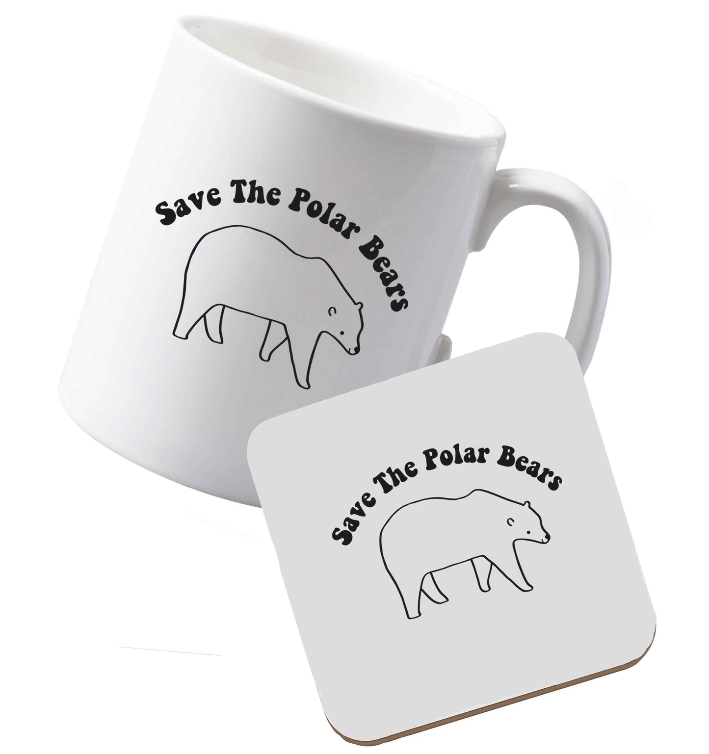 10 oz Ceramic mug and coaster Save The Polar Bears both sides