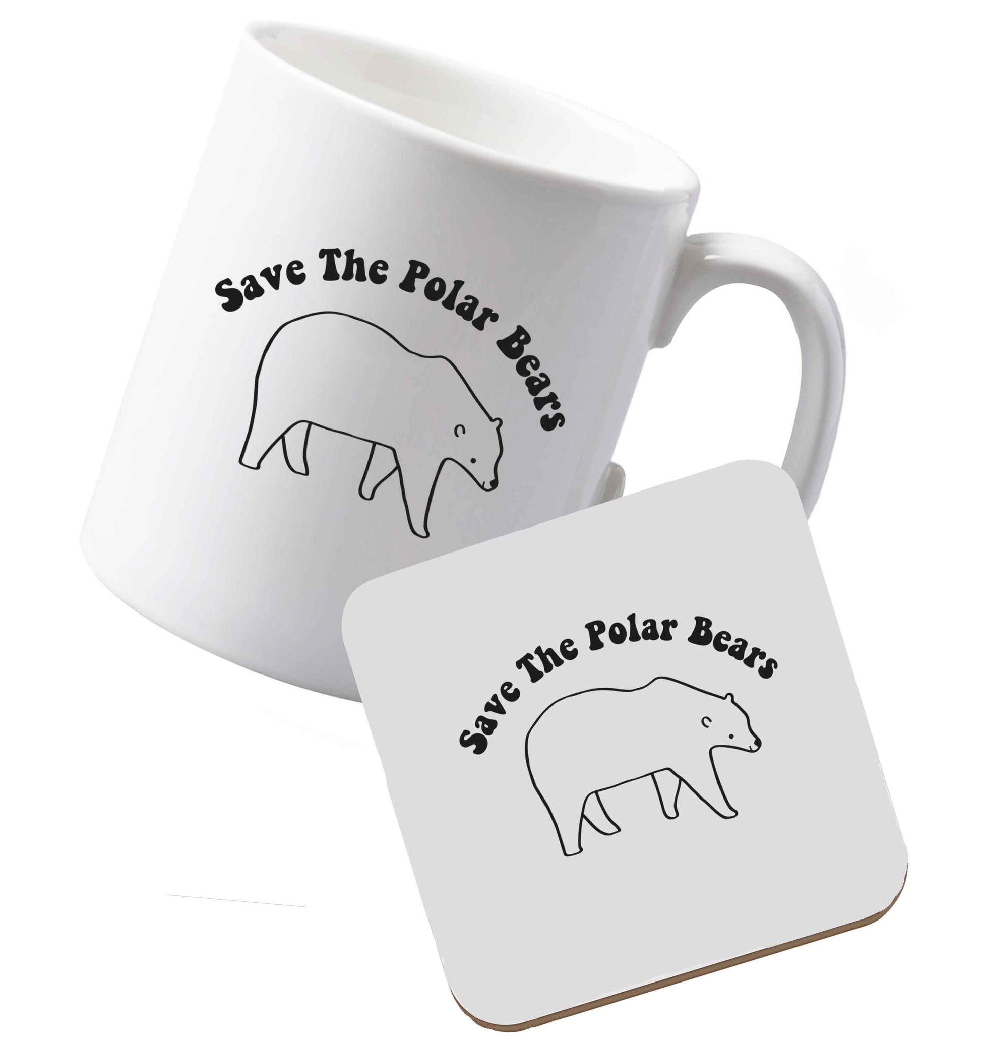 10 oz Ceramic mug and coaster Save The Polar Bears both sides