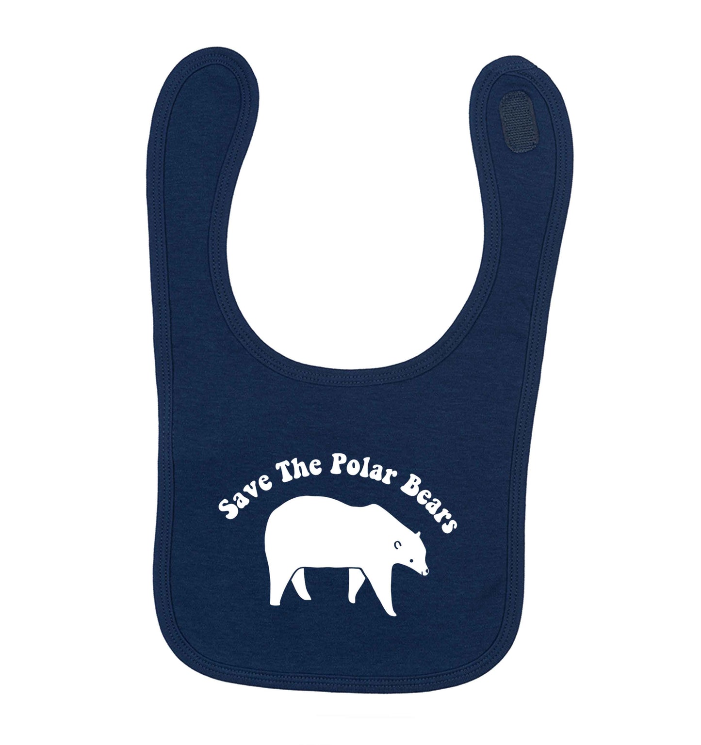 Save The Polar Bears navy baby bib