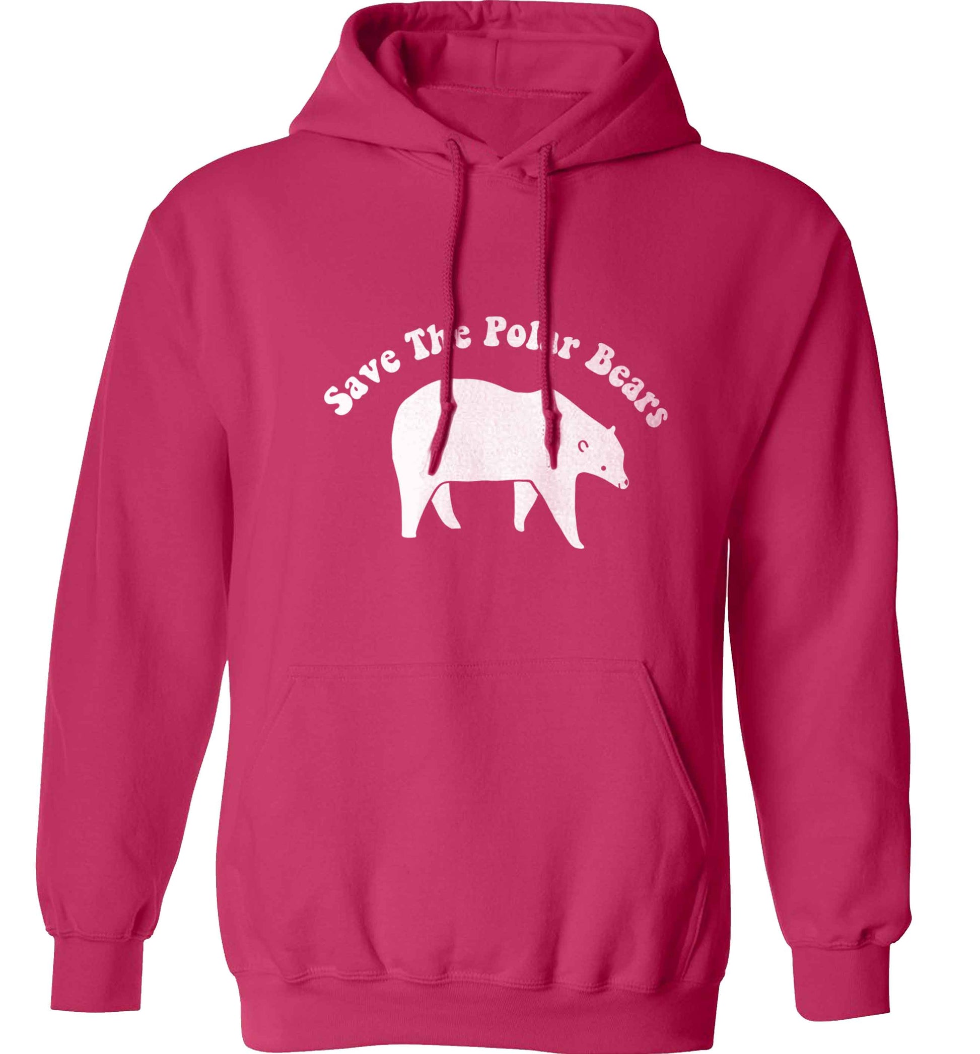 Save The Polar Bears adults unisex pink hoodie 2XL