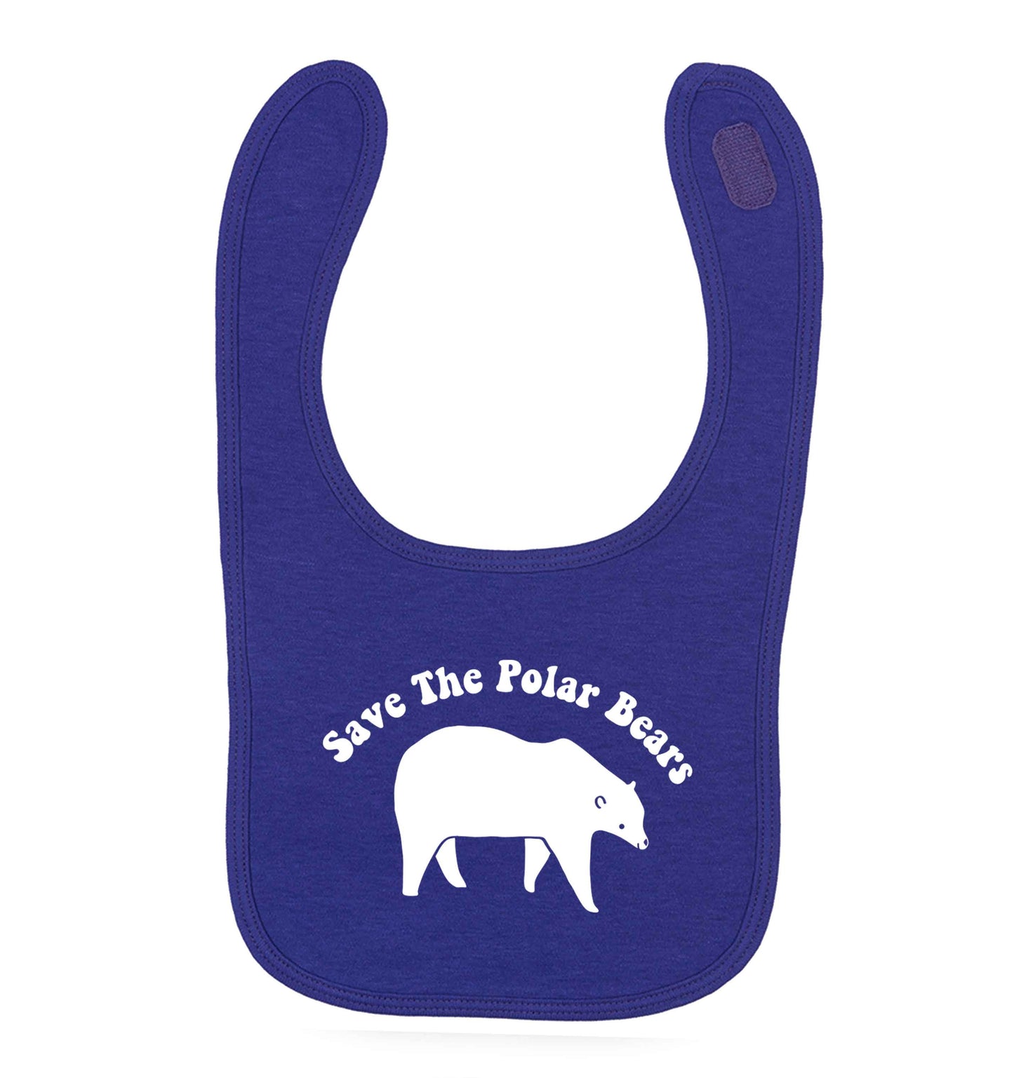 Save The Polar Bears purple baby bib
