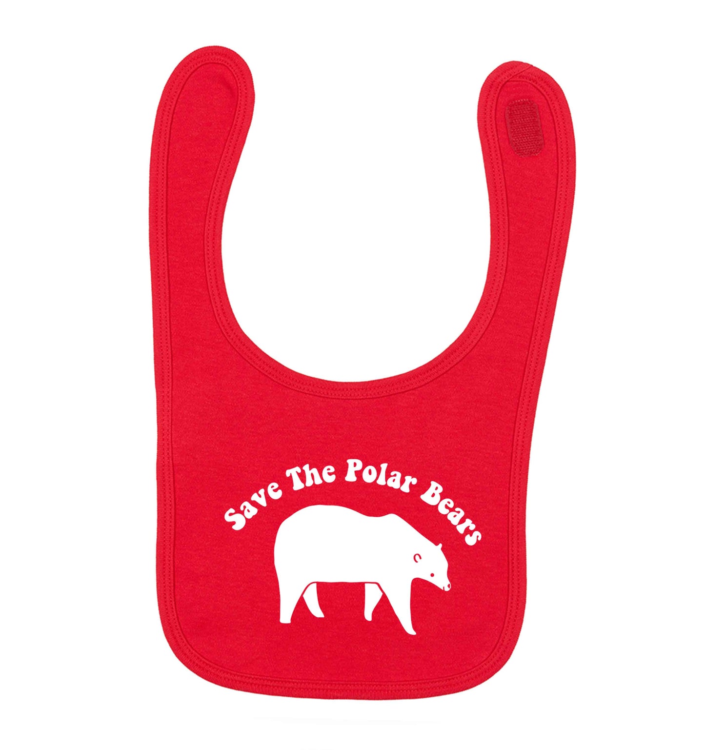 Save The Polar Bears red baby bib