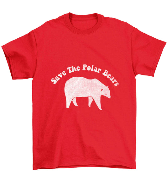 Save The Polar Bears Children's red Tshirt 12-13 Years