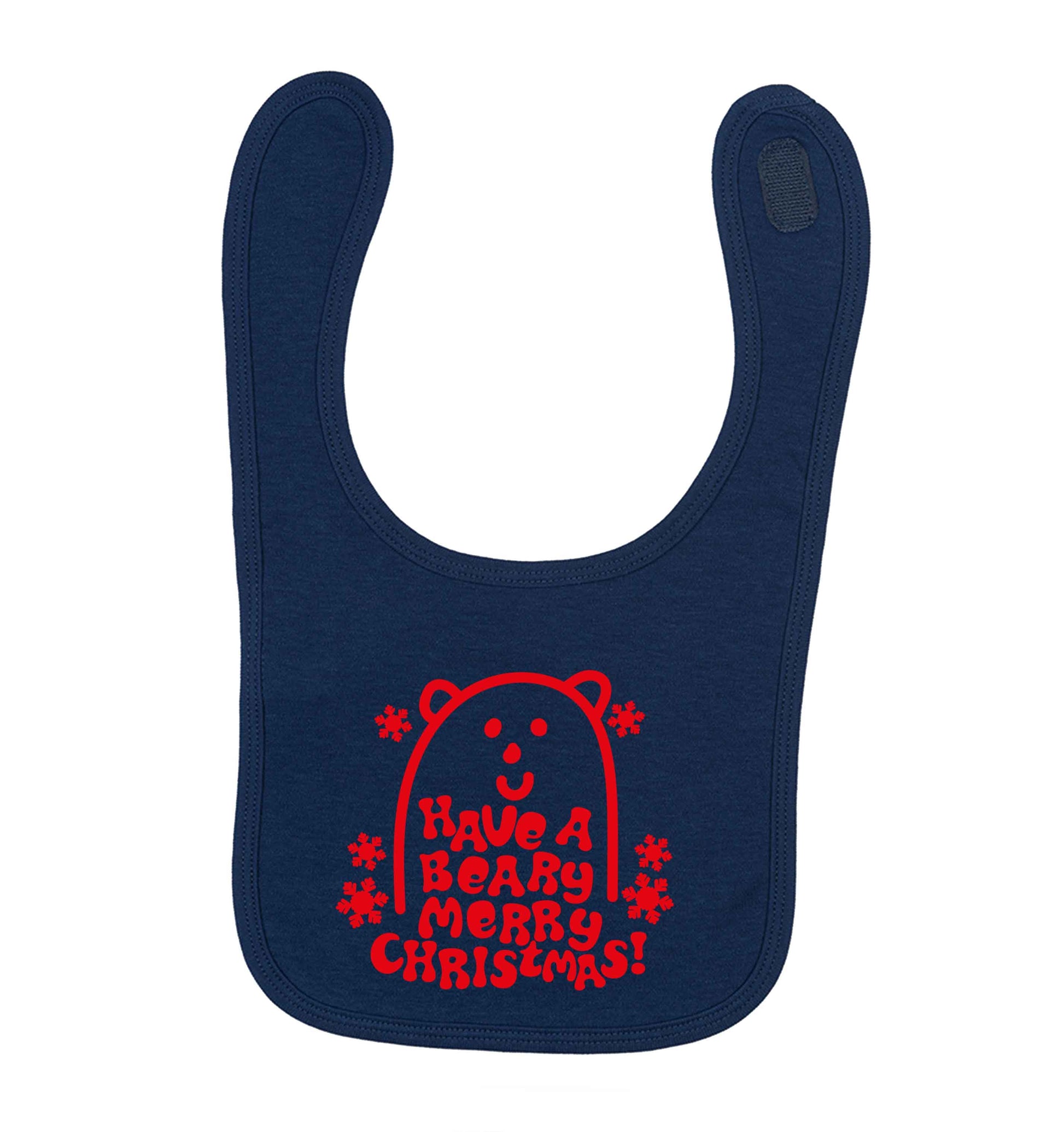 Save The Polar Bears navy baby bib