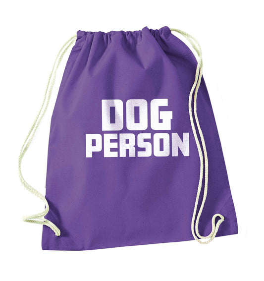 Dog Person Kit purple drawstring bag