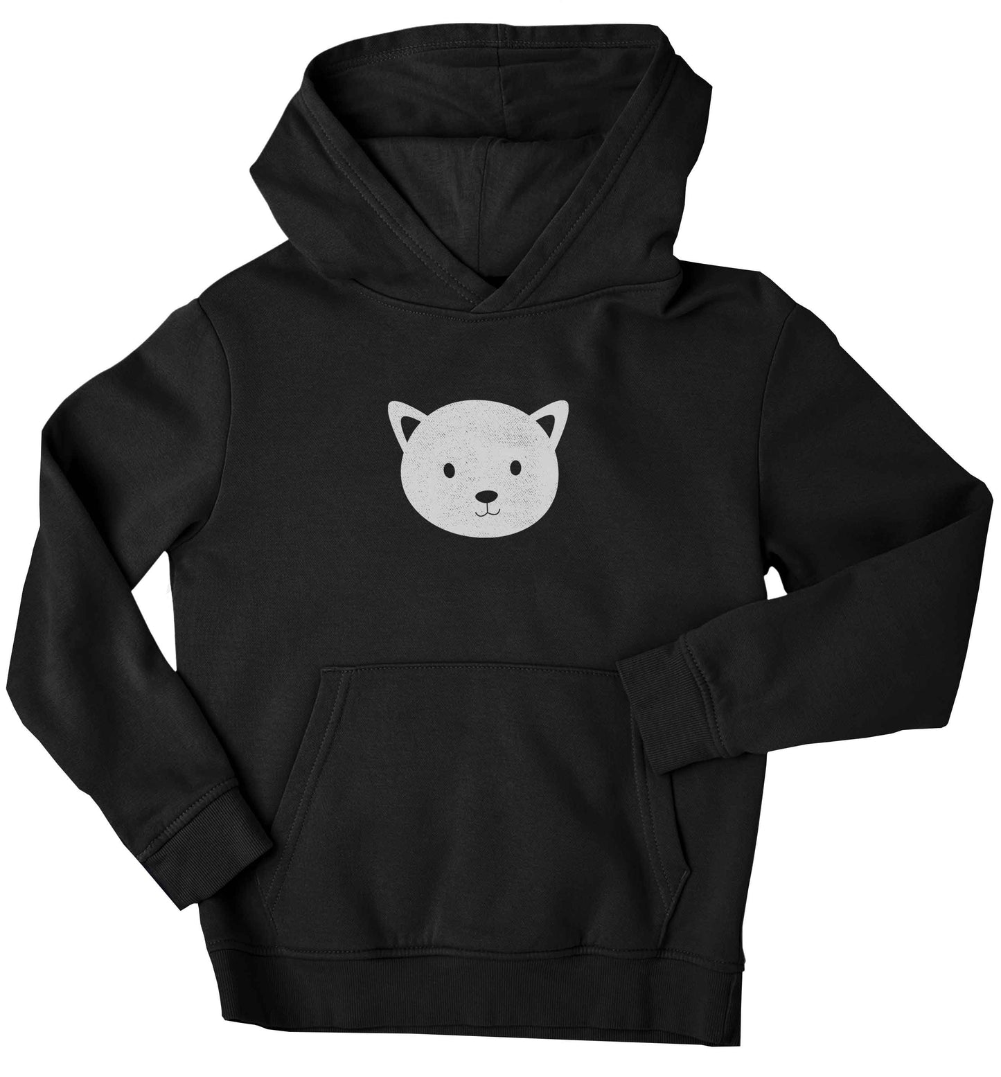 Cat face only Kit children's black hoodie 12-13 Years