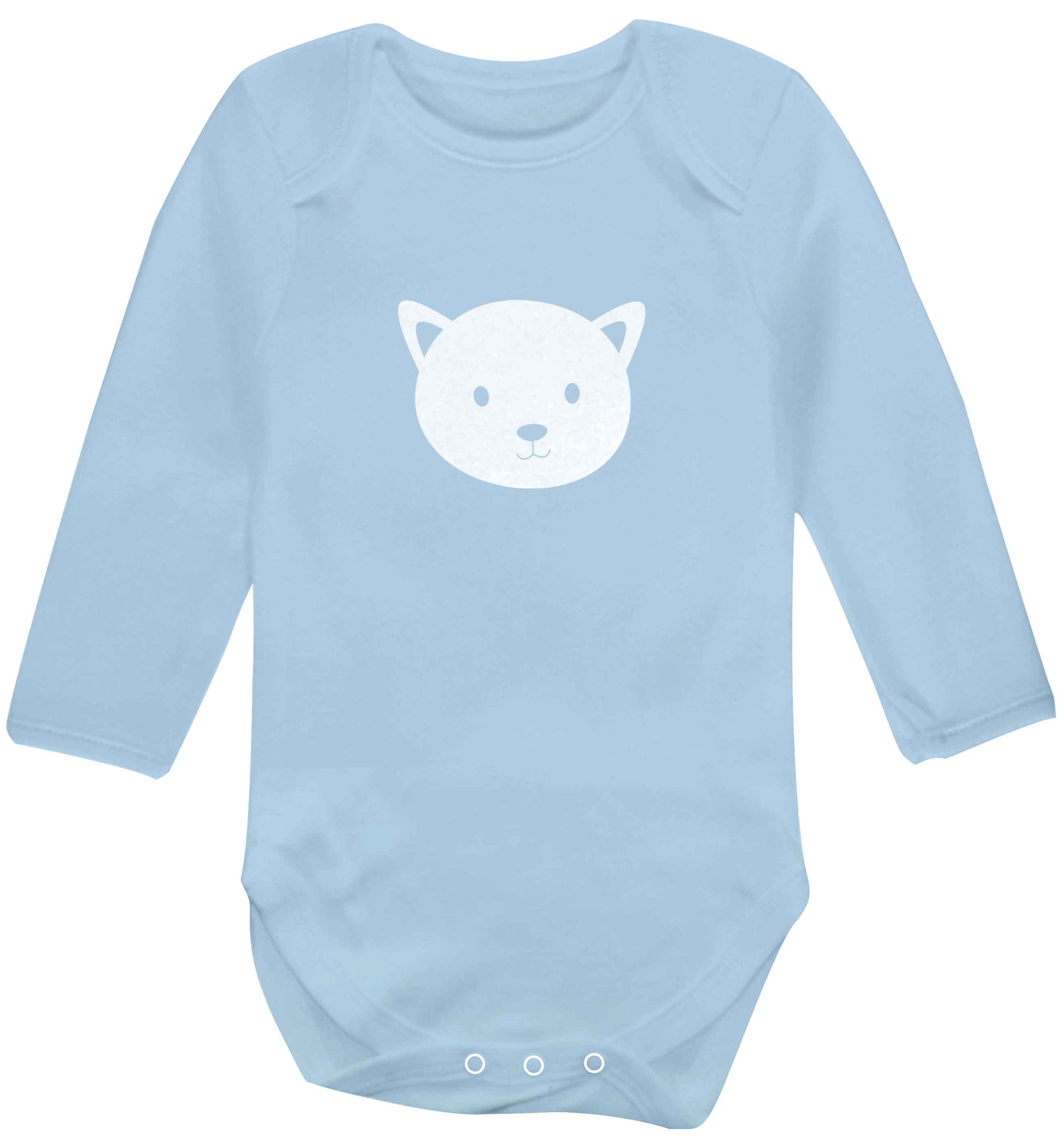 Cat face only Kit baby vest long sleeved pale blue 6-12 months