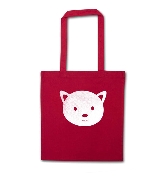 Cat face only Kit red tote bag