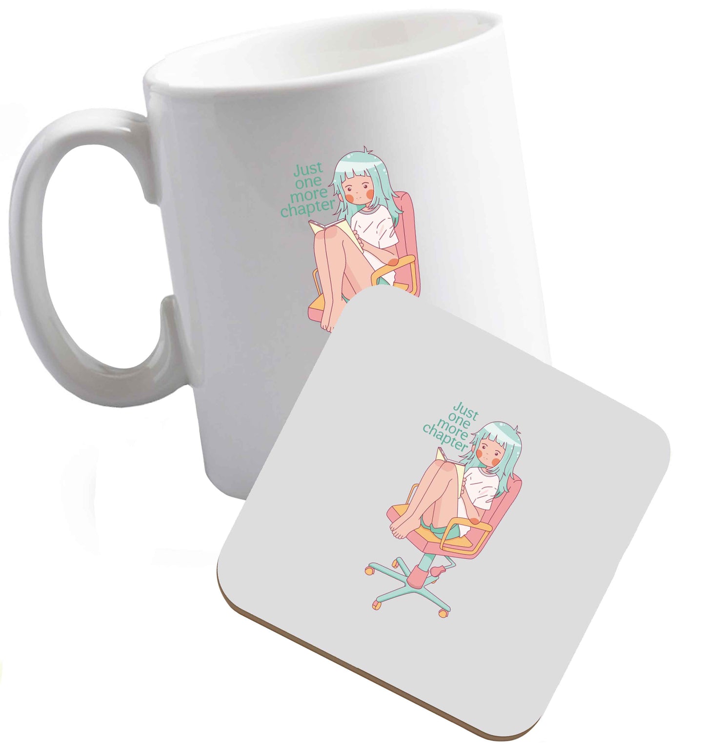 10 oz Just One More Chapter Kit ceramic mug and coaster set right handed