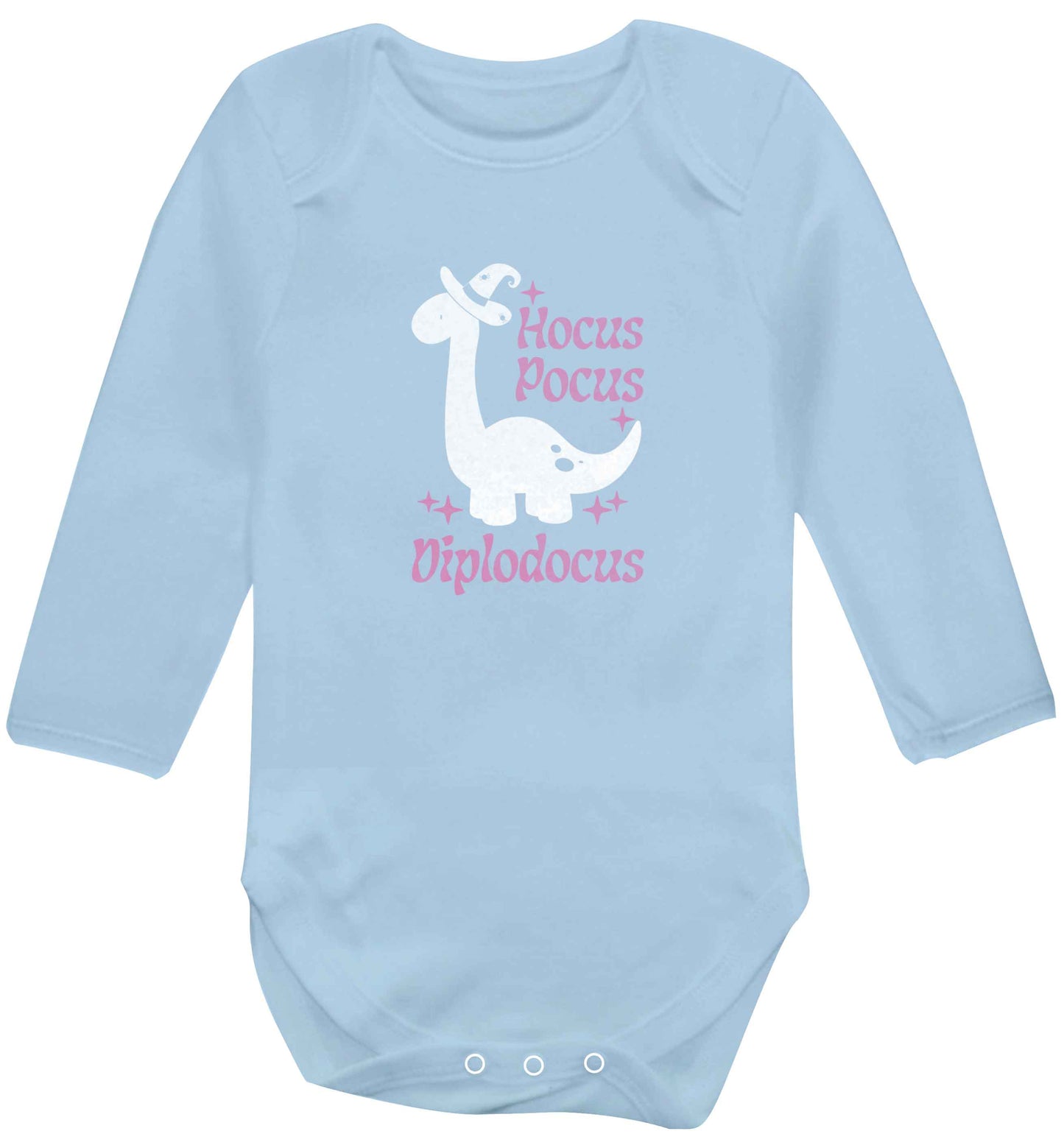 Hocus pocus diplodocus Kit baby vest long sleeved pale blue 6-12 months