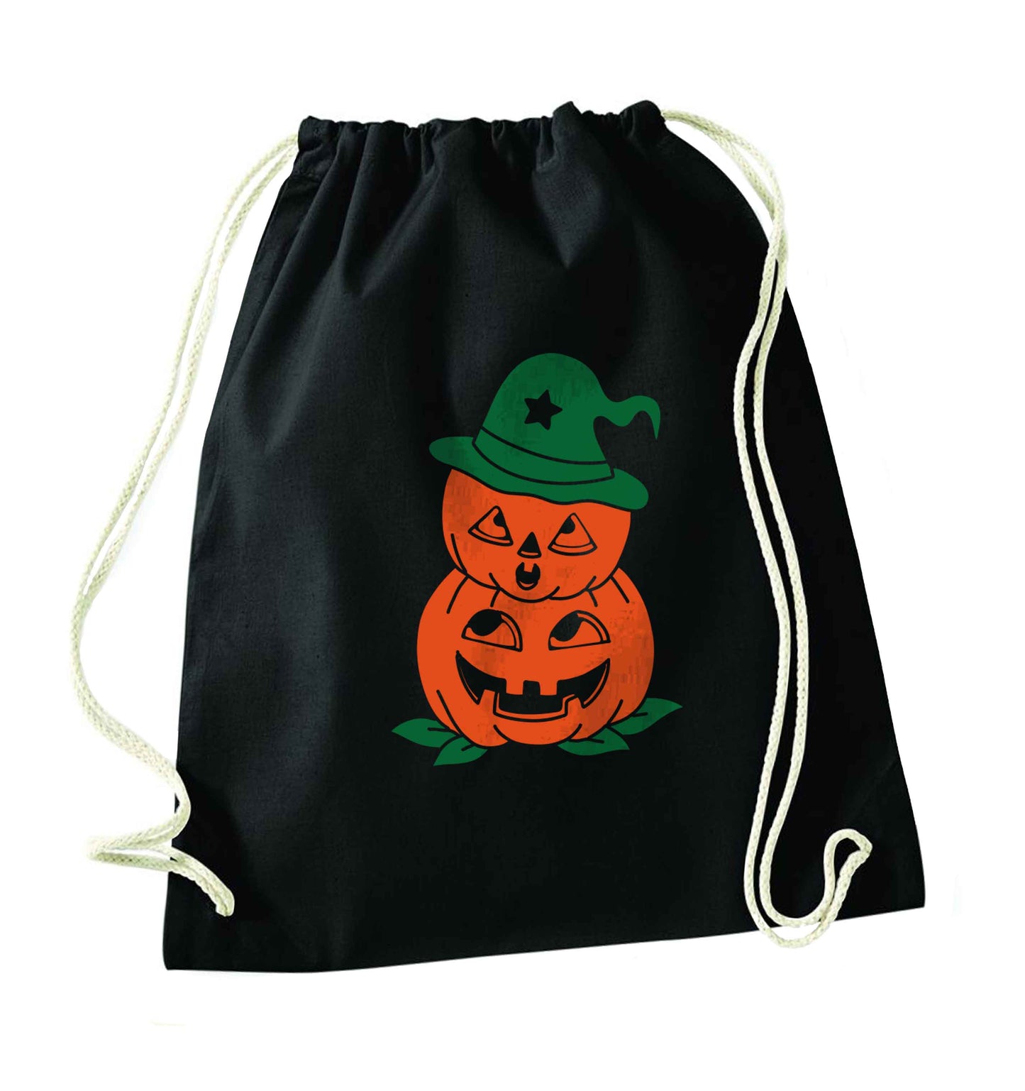 Pumpkin stack Kit black drawstring bag