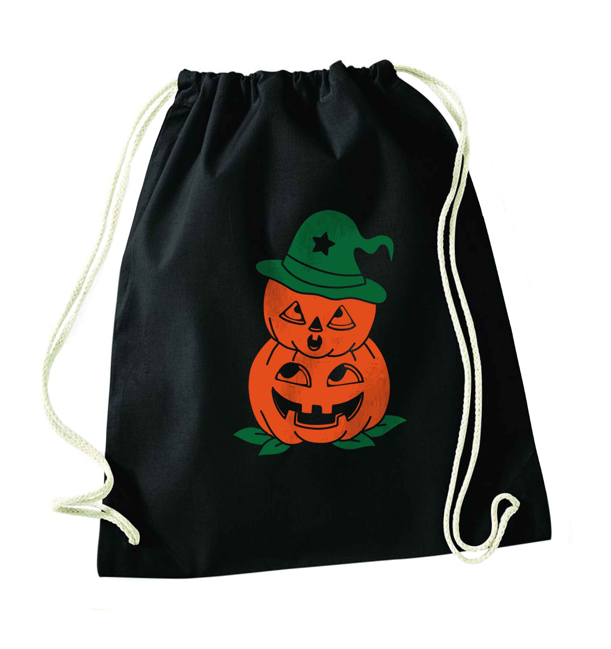 Pumpkin stack Kit black drawstring bag