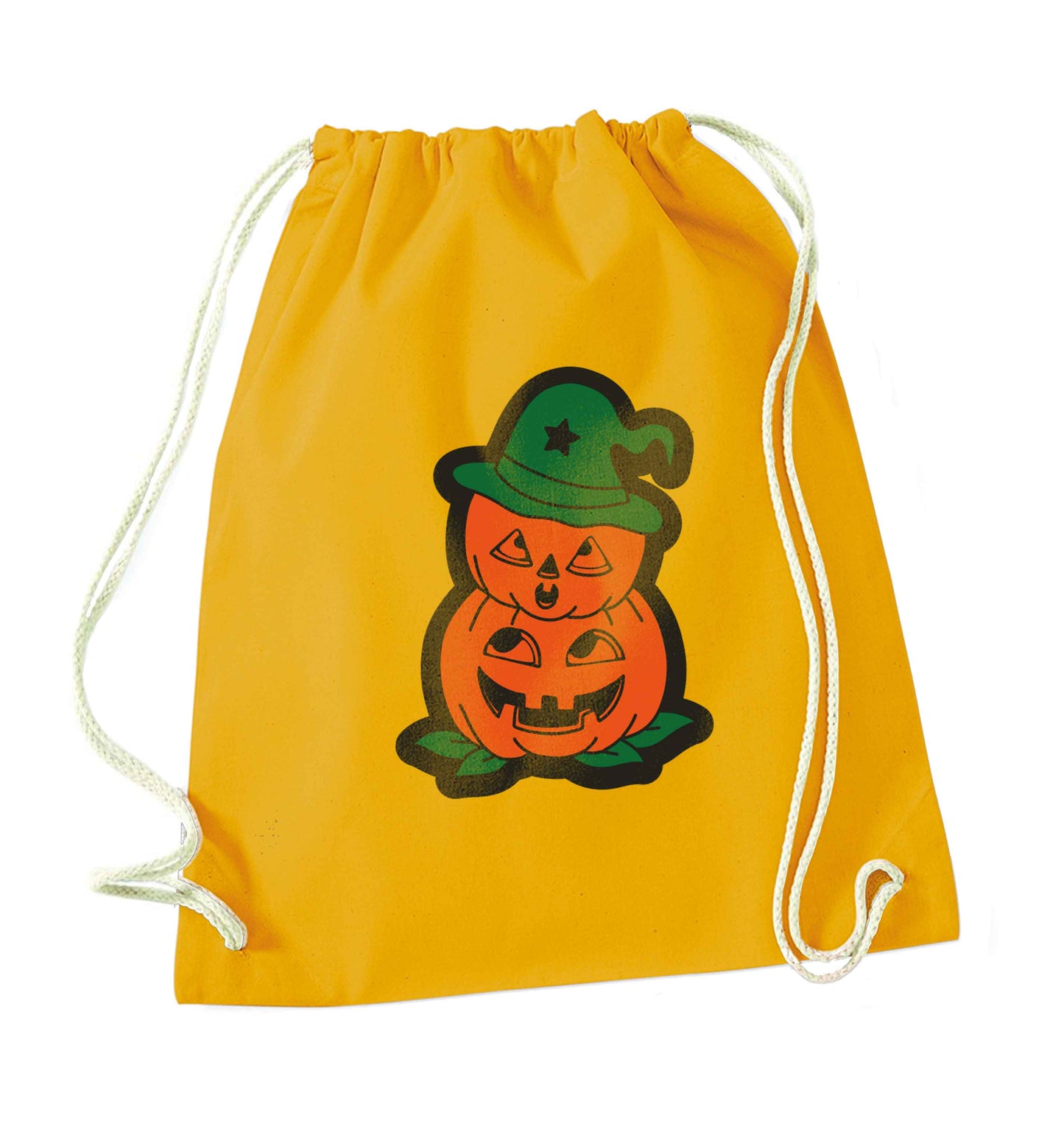 Pumpkin stack Kit mustard drawstring bag