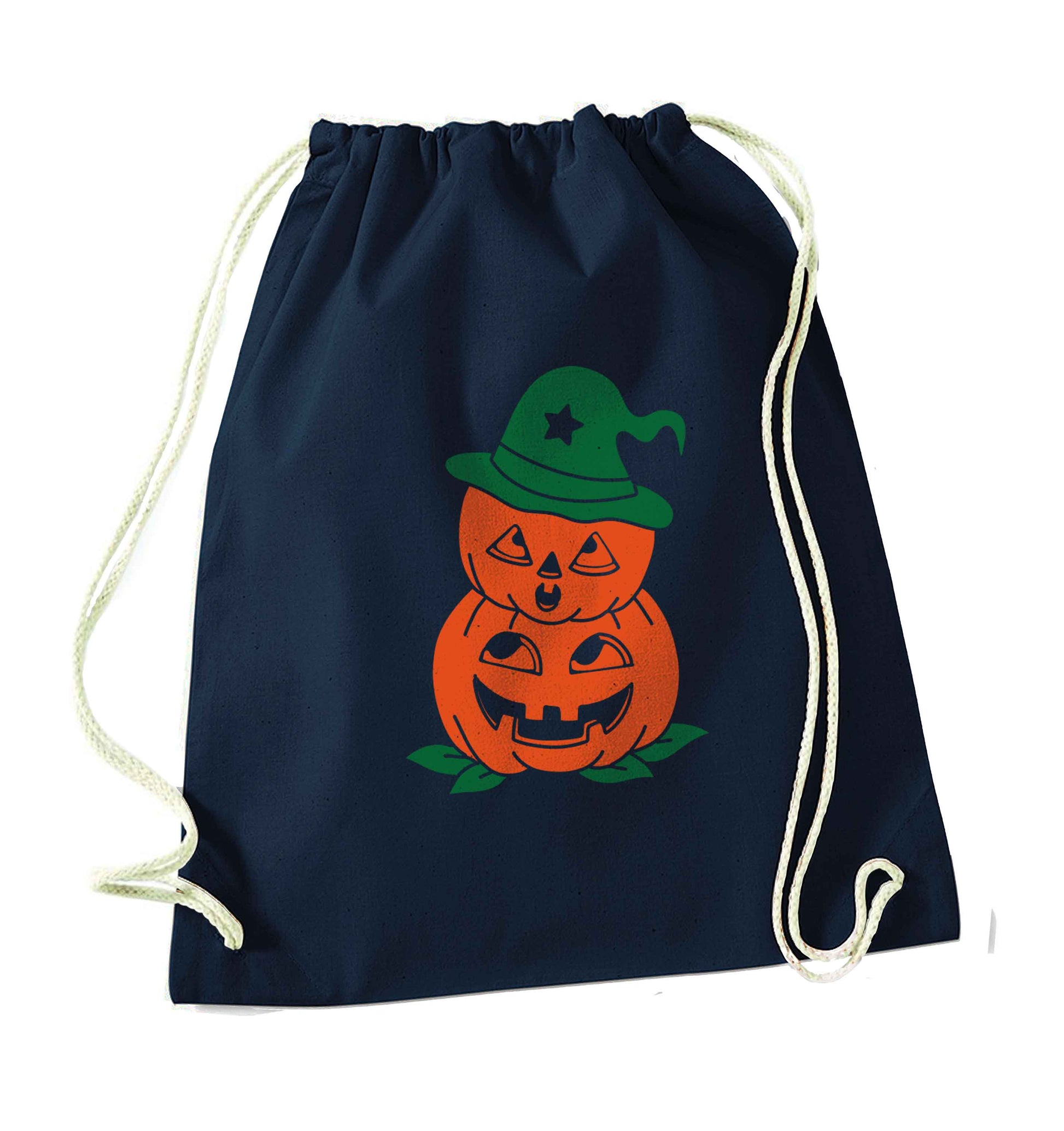 Pumpkin stack Kit navy drawstring bag