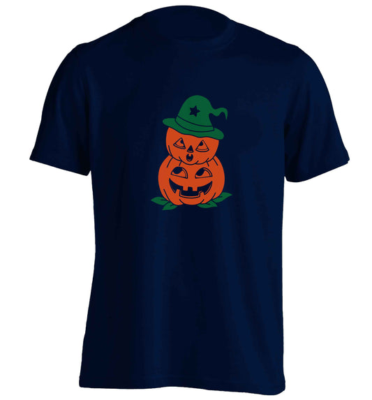 Pumpkin stack Kit adults unisex navy Tshirt 2XL