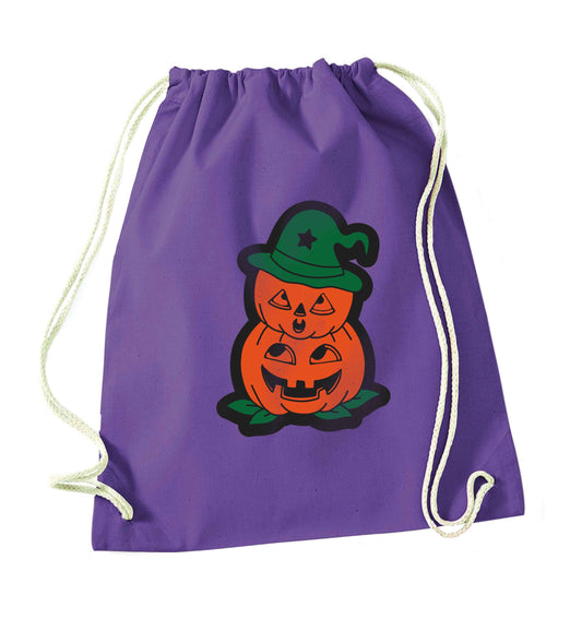 Pumpkin stack Kit purple drawstring bag
