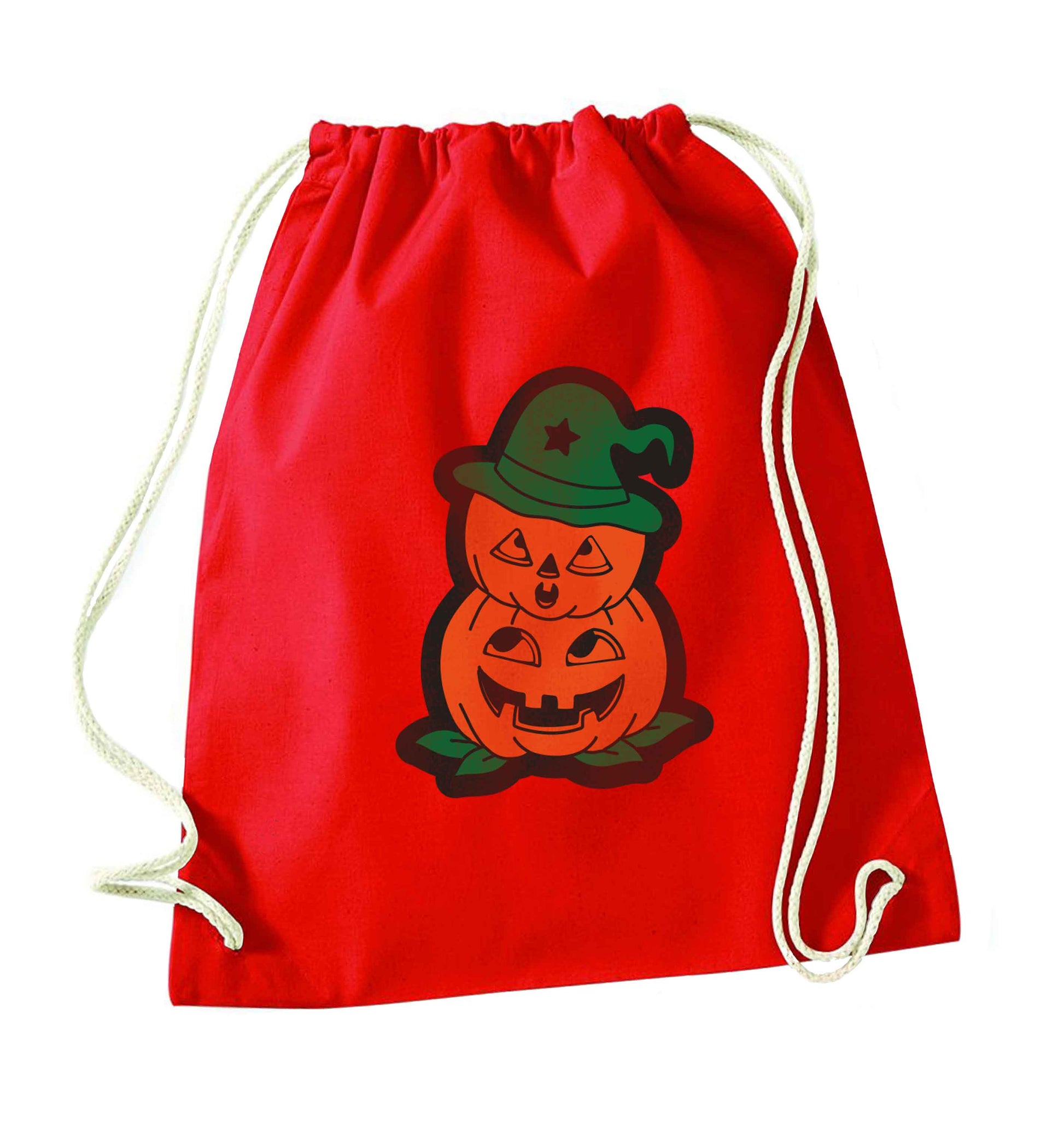 Pumpkin stack Kit red drawstring bag 