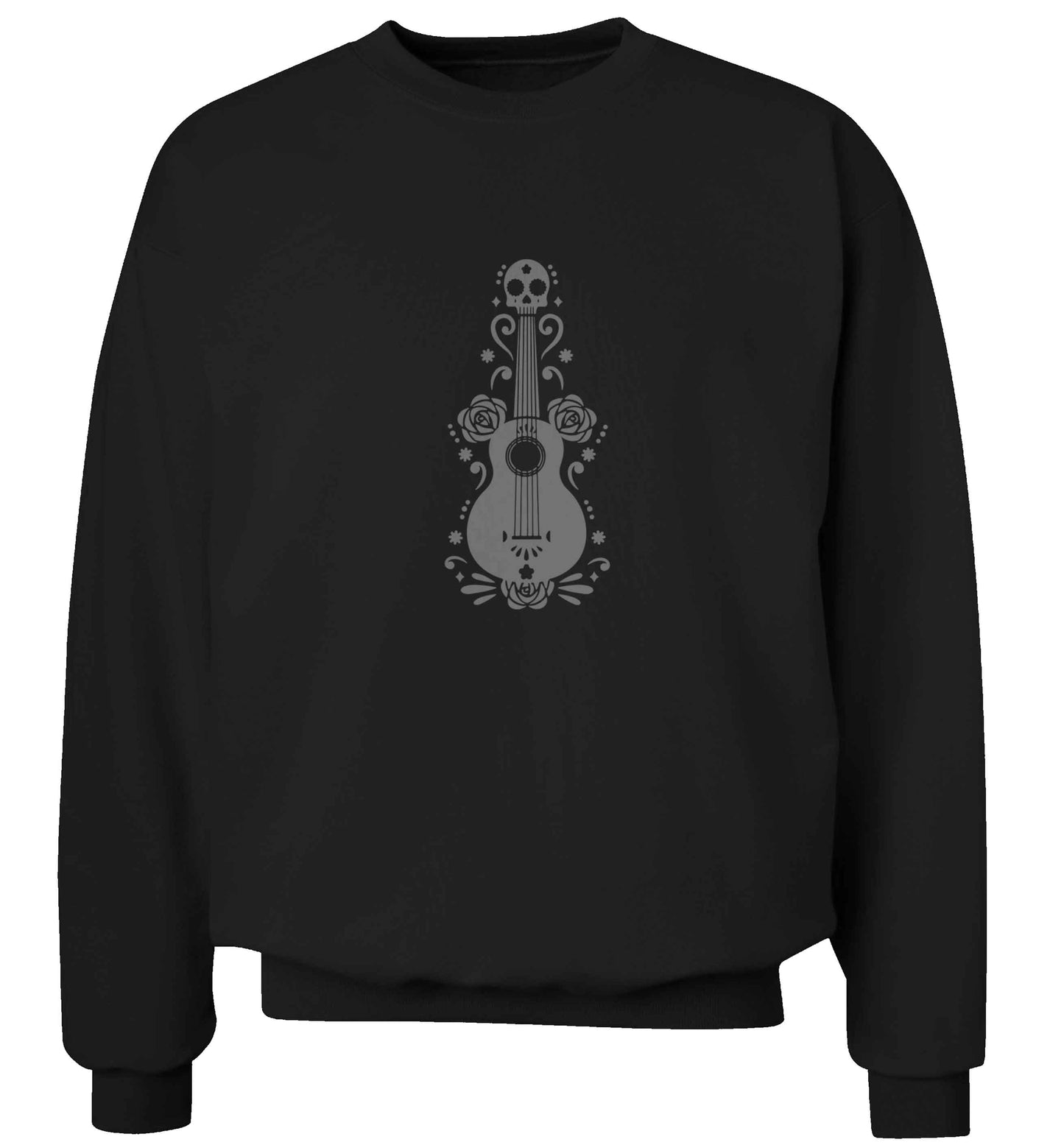 Guitar skull illustration adult's unisex black sweater 2XL