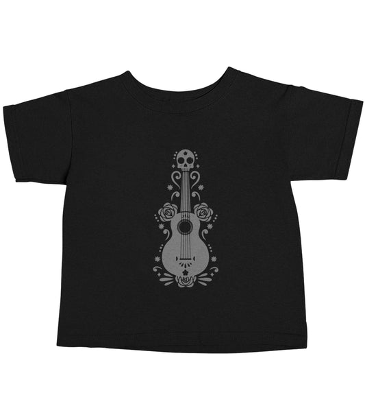 Guitar skull illustration Black baby toddler Tshirt 2 years