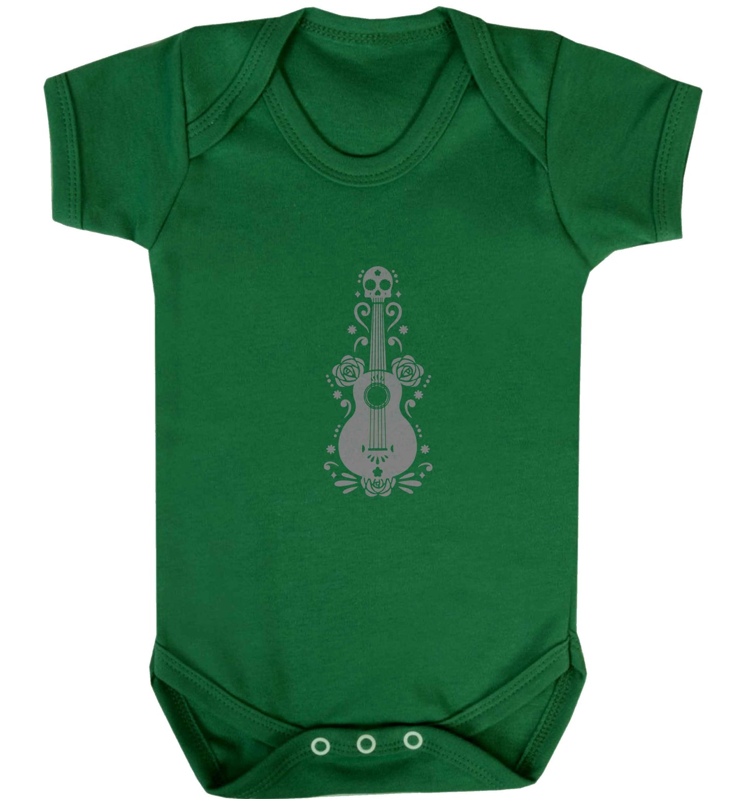 Guitar skull illustration baby vest green 18-24 months