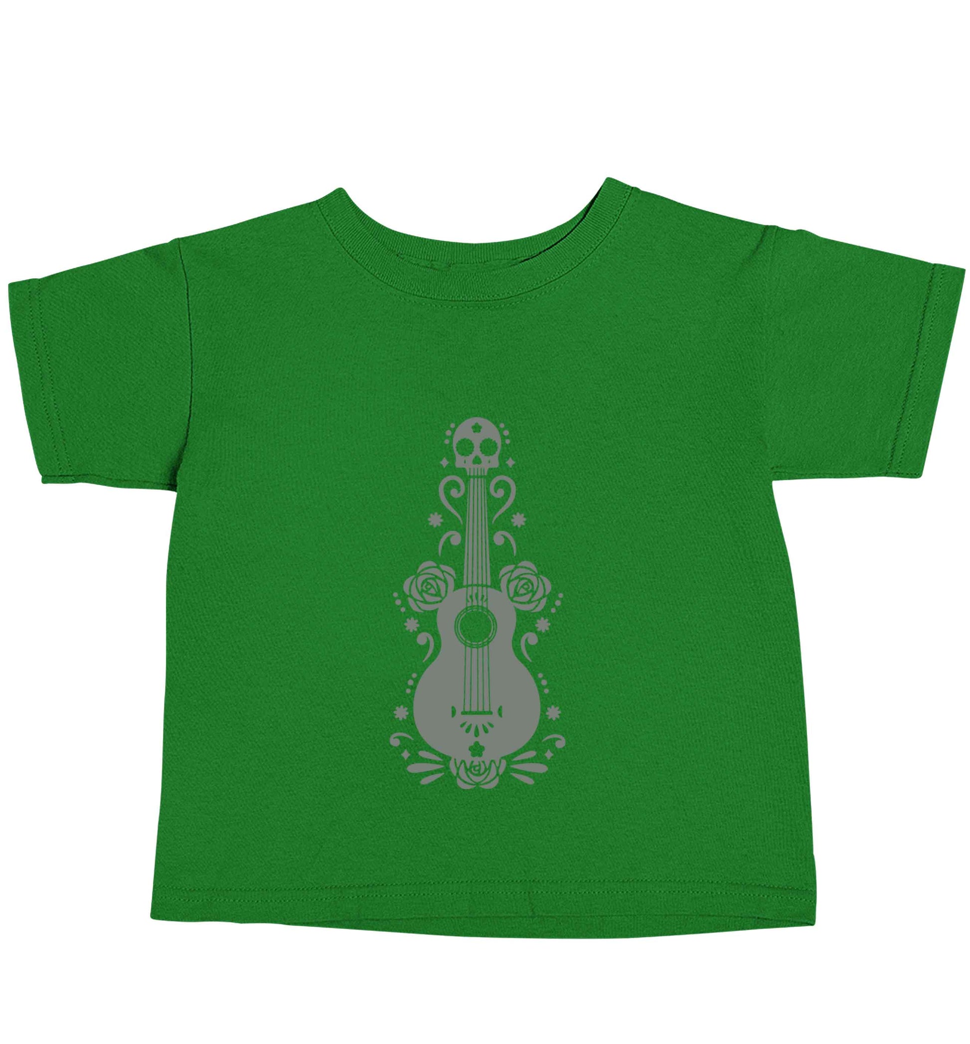 Guitar skull illustration green baby toddler Tshirt 2 Years
