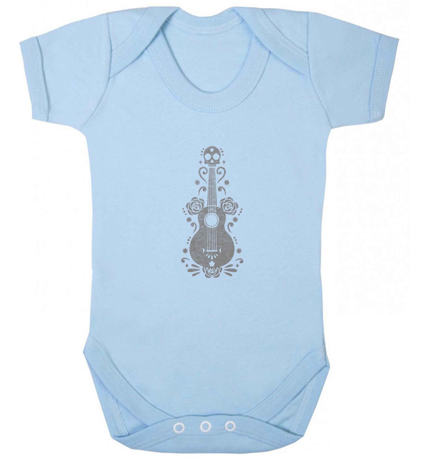 Guitar skull illustration baby vest pale blue 18-24 months