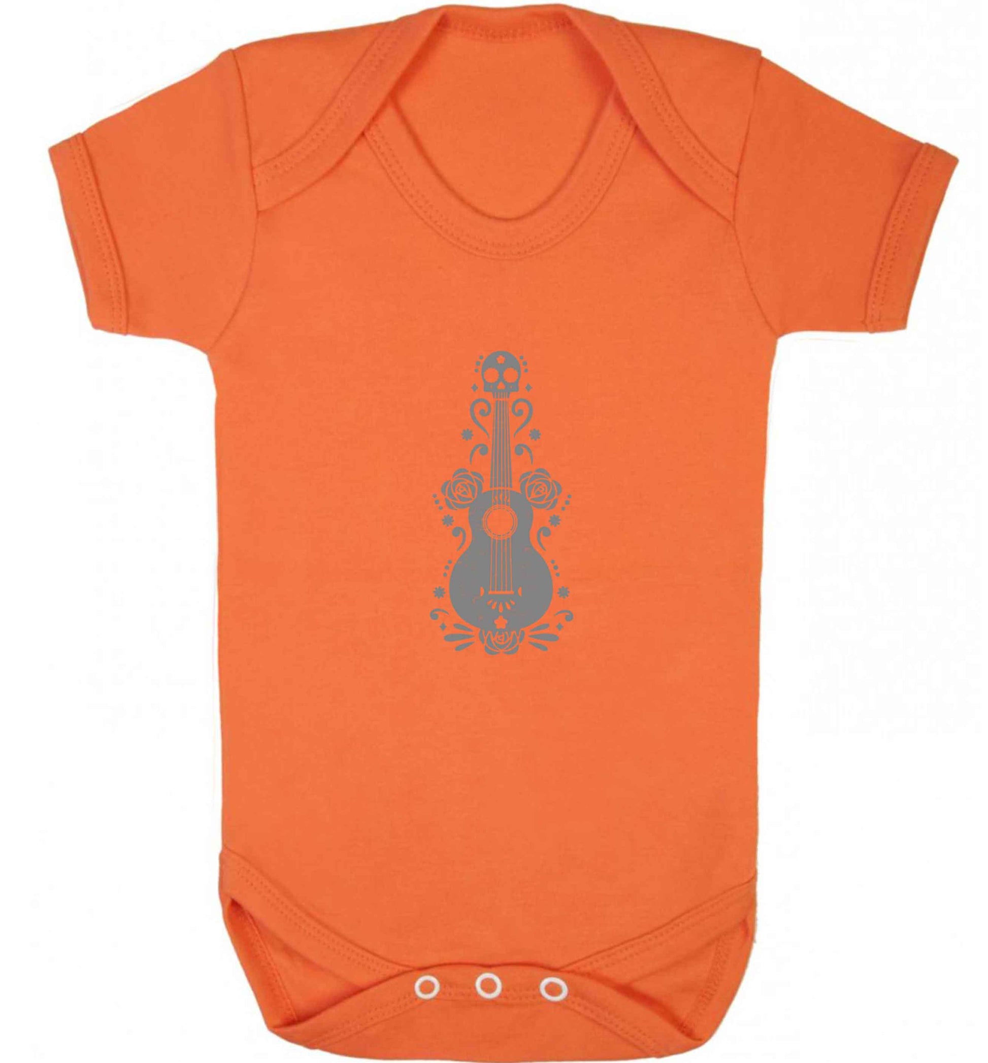 Guitar skull illustration baby vest orange 18-24 months