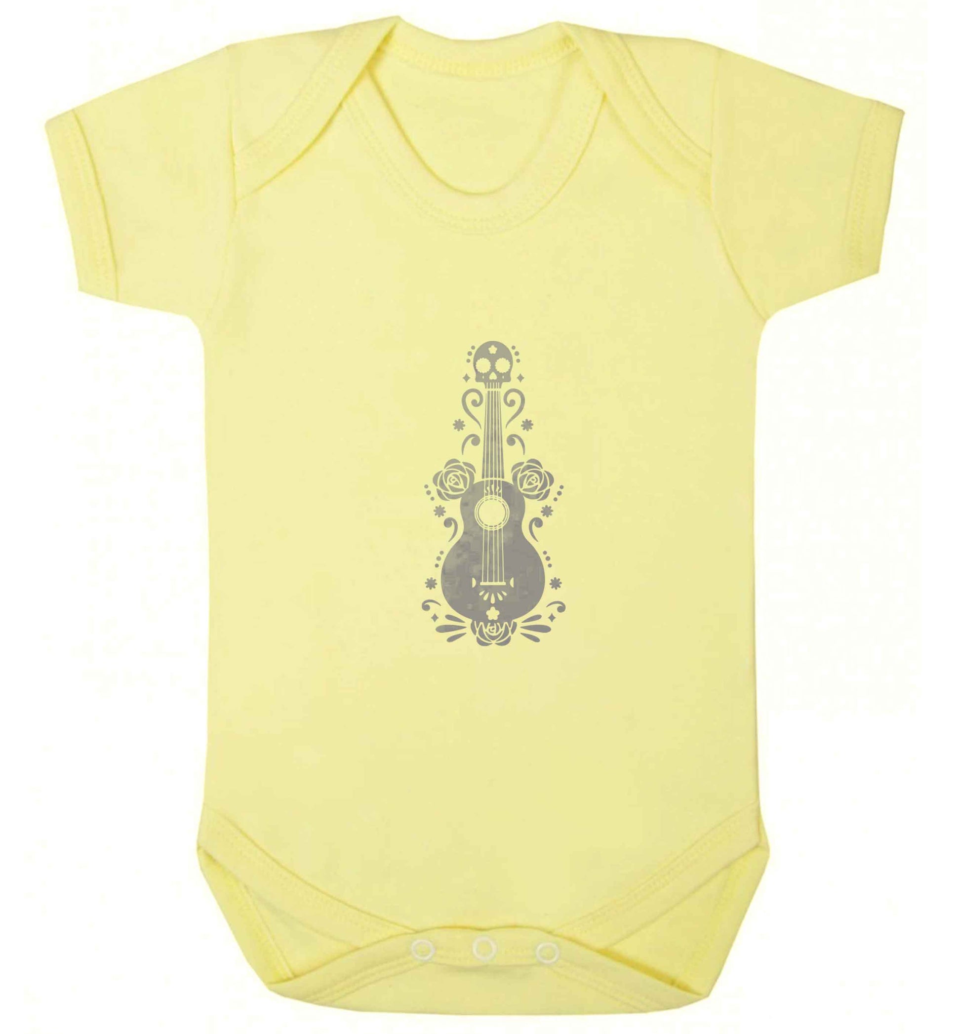 Guitar skull illustration baby vest pale yellow 18-24 months