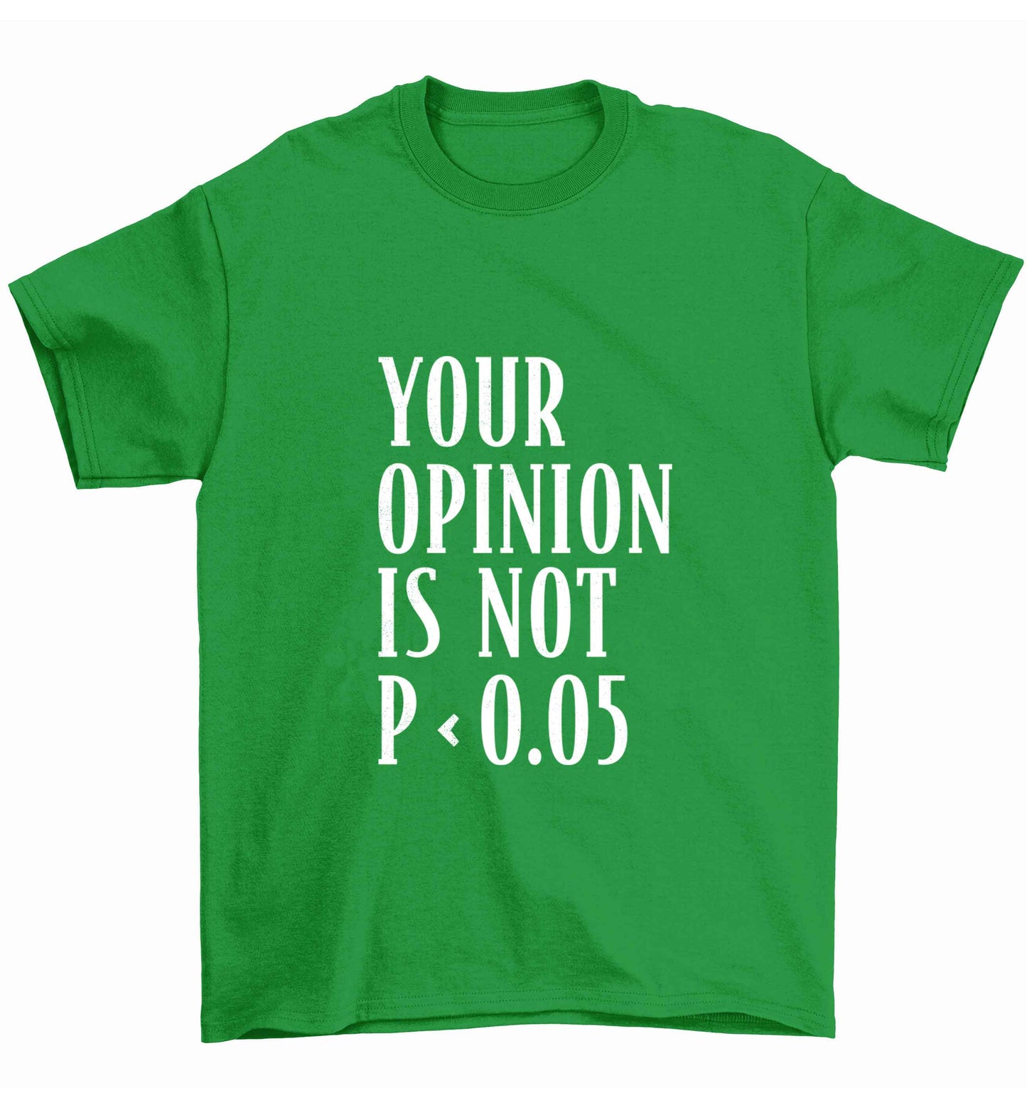 Your opinion is not P < 0.05Children's green Tshirt 12-13 Years