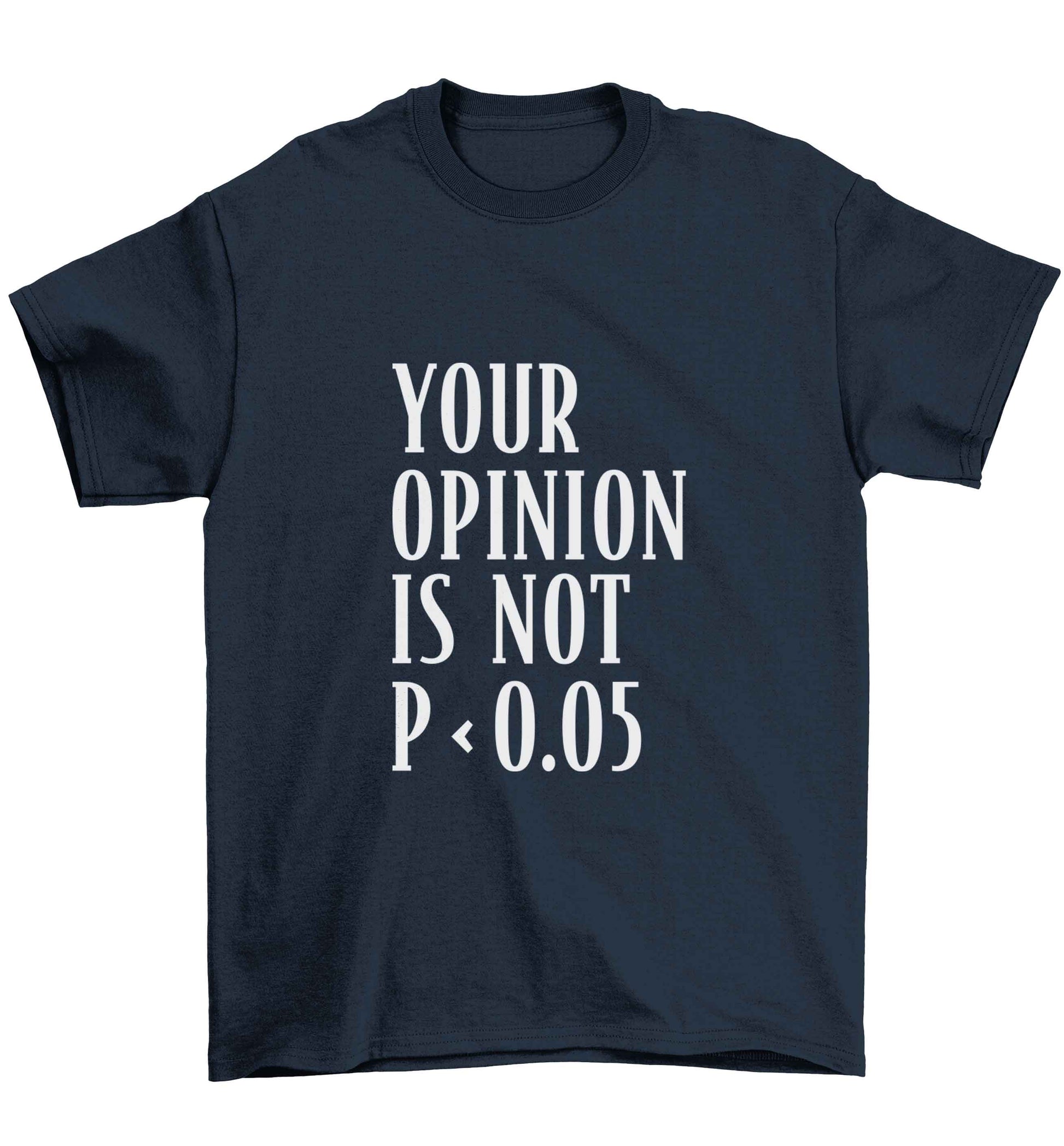 Your opinion is not P < 0.05Children's navy Tshirt 12-13 Years