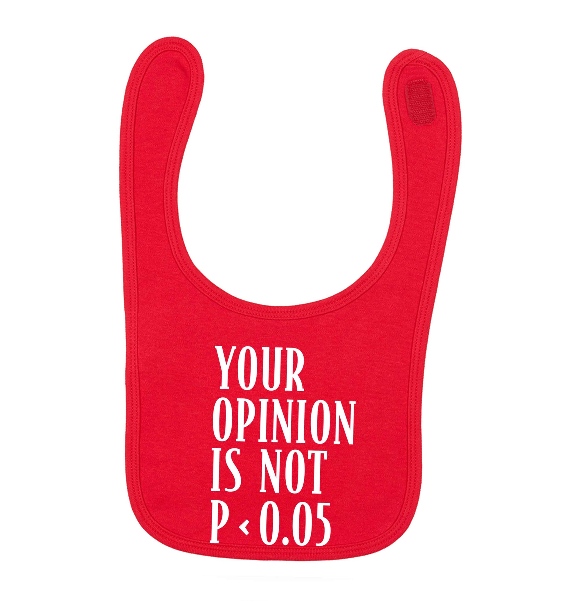 Your opinion is not P < 0.05red baby bib