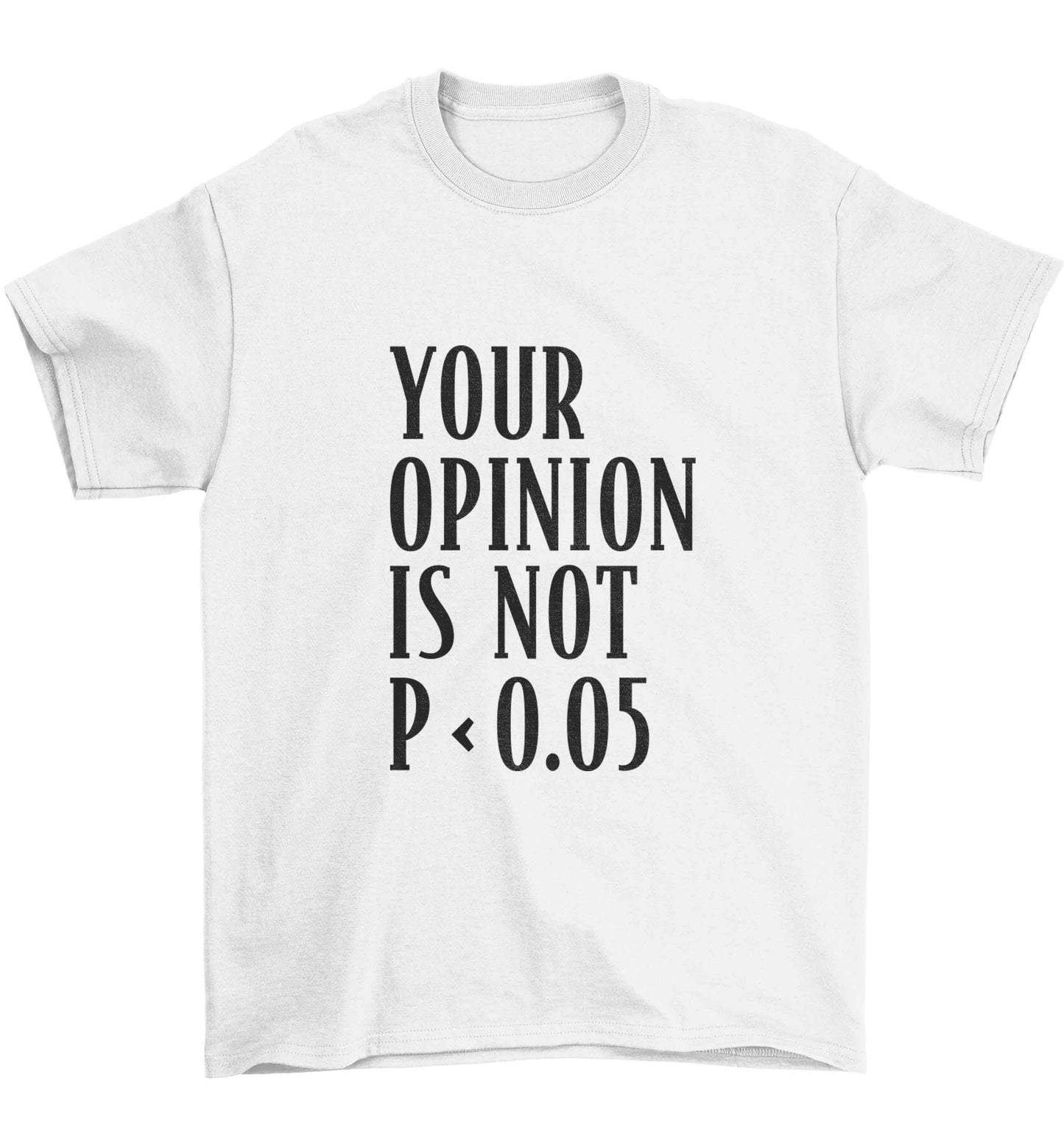 Your opinion is not P < 0.05Children's white Tshirt 12-13 Years
