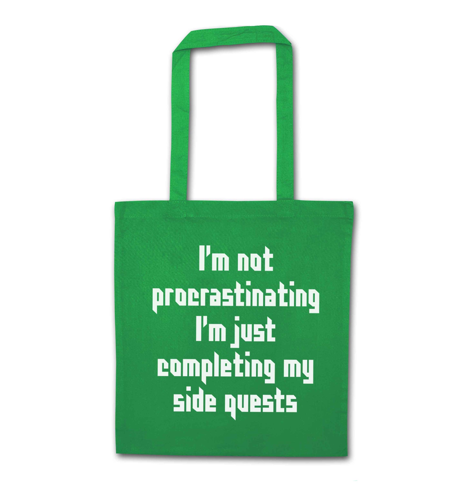 I'm not procrastinating I'm just completing my side quests green tote bag